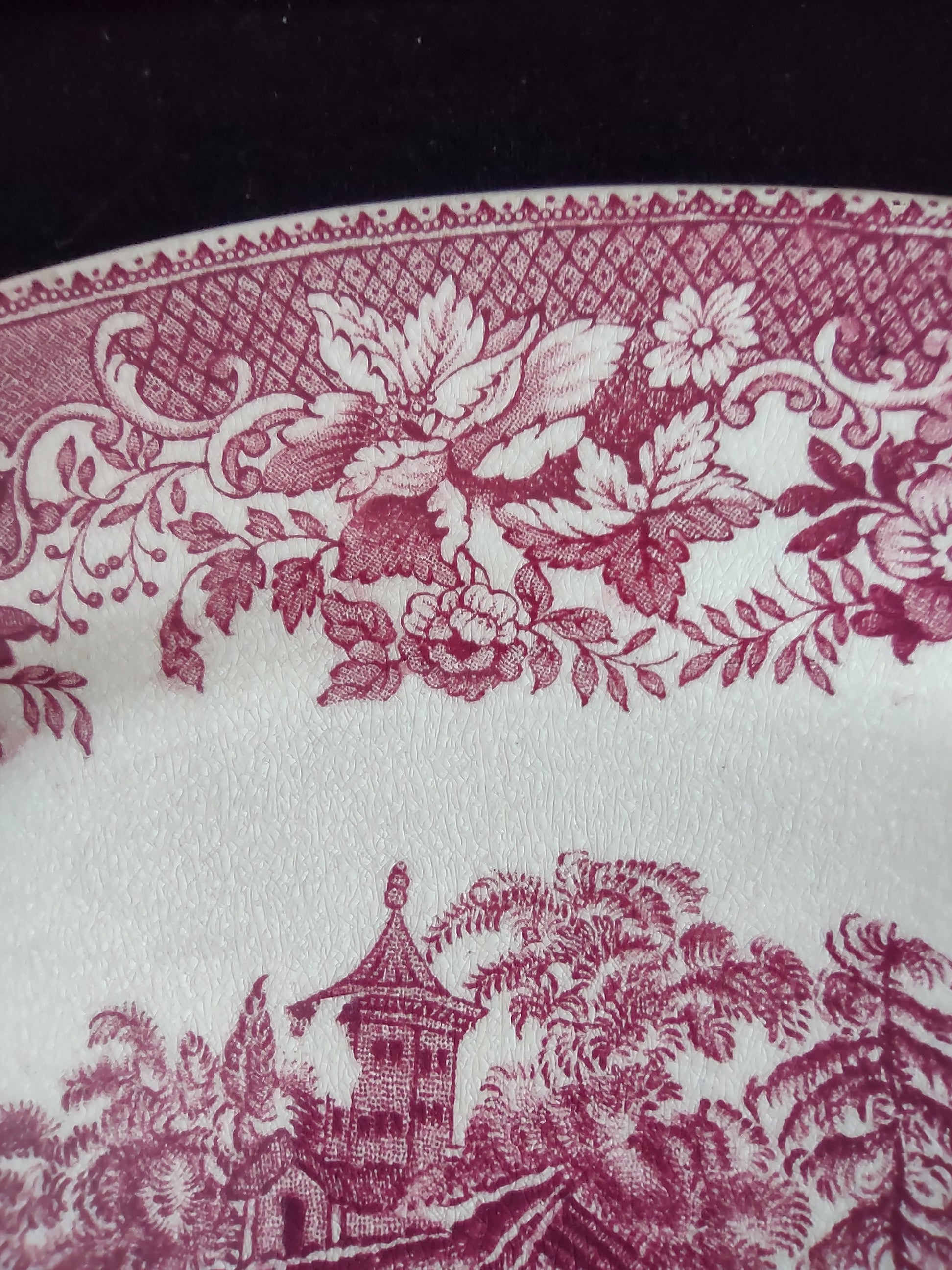 Vintage Avon Cottage Pink Transferware Serving Platter Ironstone England [5930]