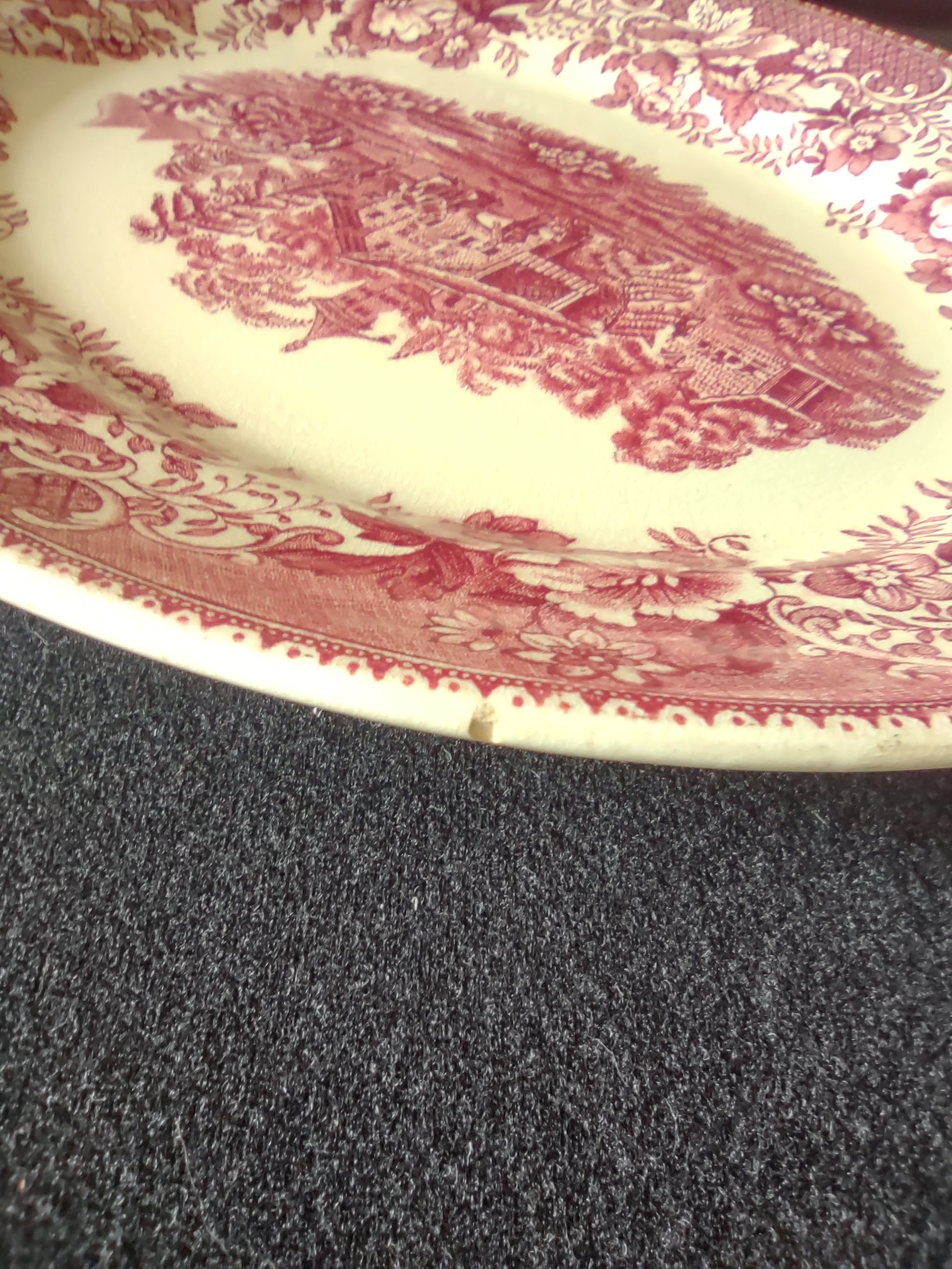 Vintage Avon Cottage Pink Transferware Serving Platter Ironstone England [5930]