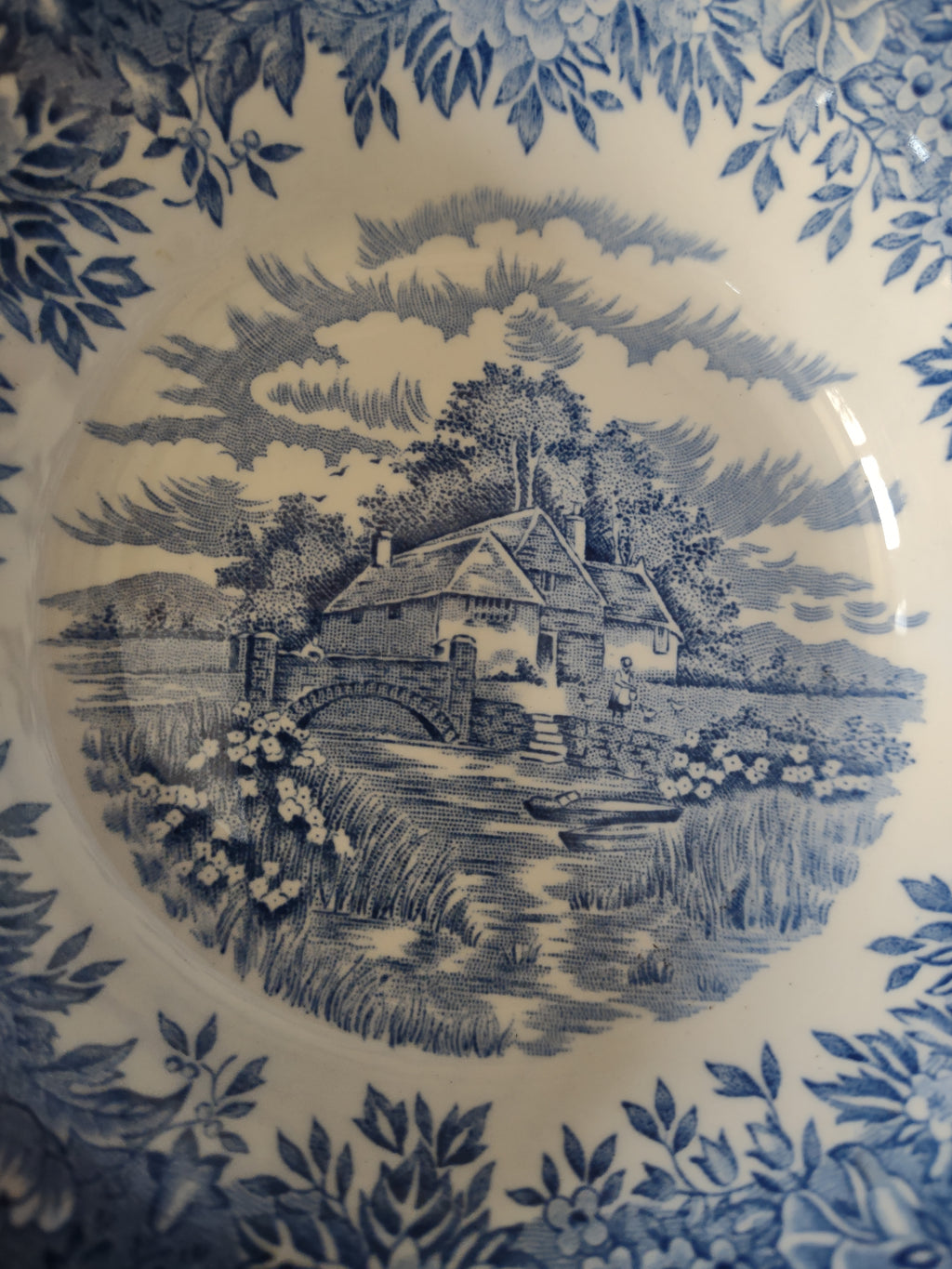 Vintage Salem Village Blue Berry Bowl Ironstone Cottagecore Set of 3 [5933]