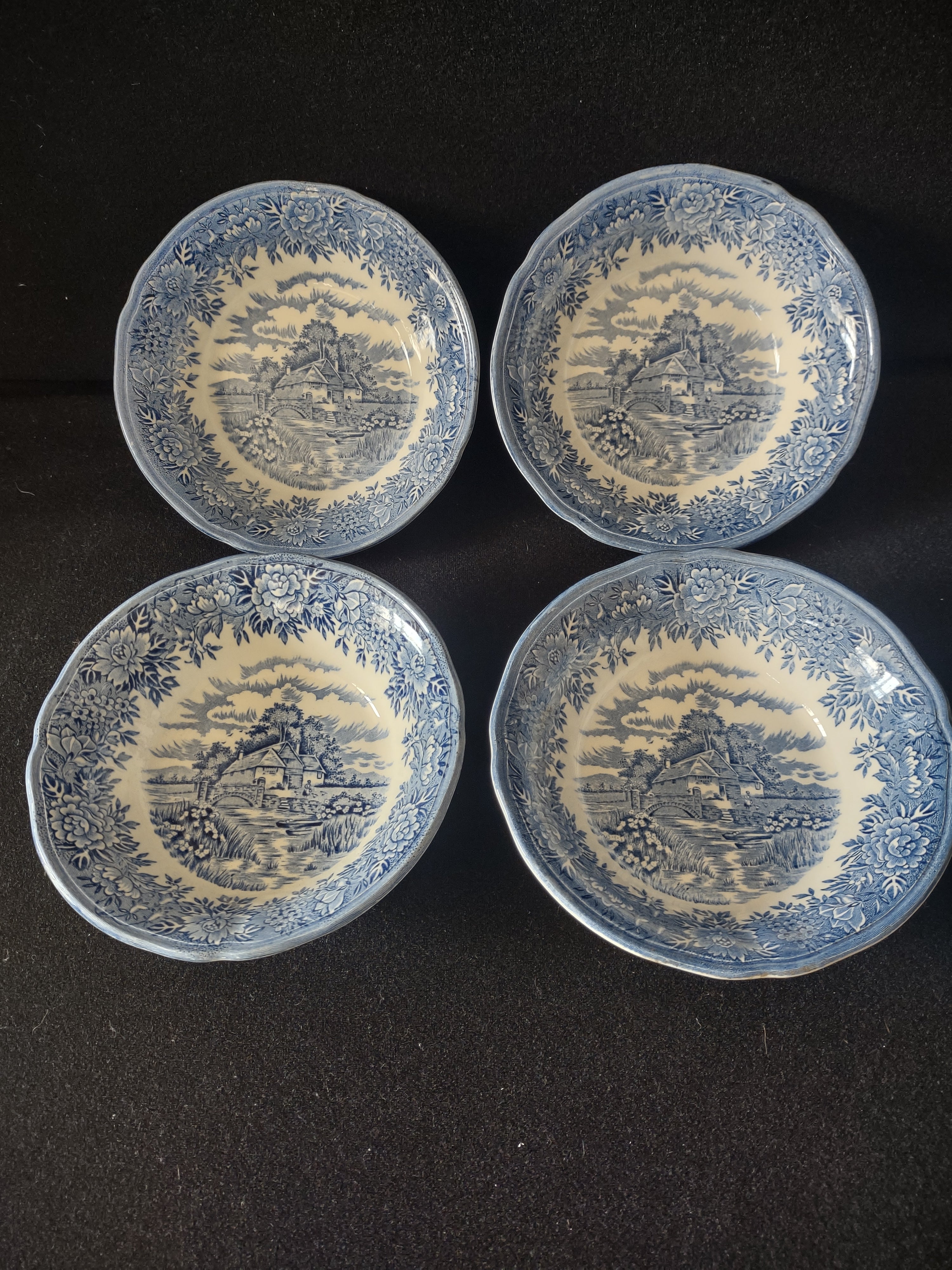 Vintage Salem China English Village Cereal Bowls Ironstone Set of 4 [5932]