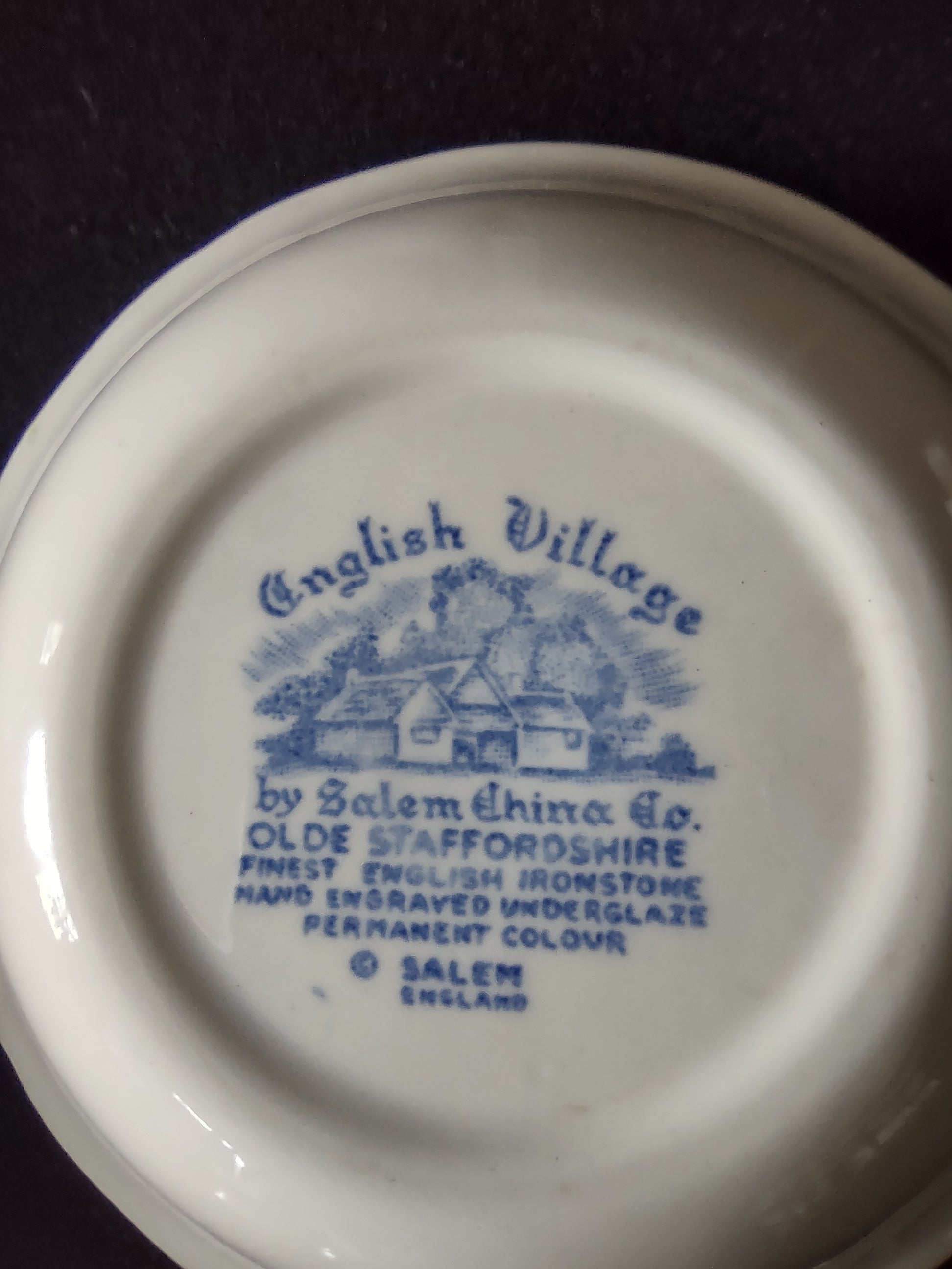 Vintage Salem Village Blue Berry Bowl Ironstone Cottagecore Set of 3 [5933]