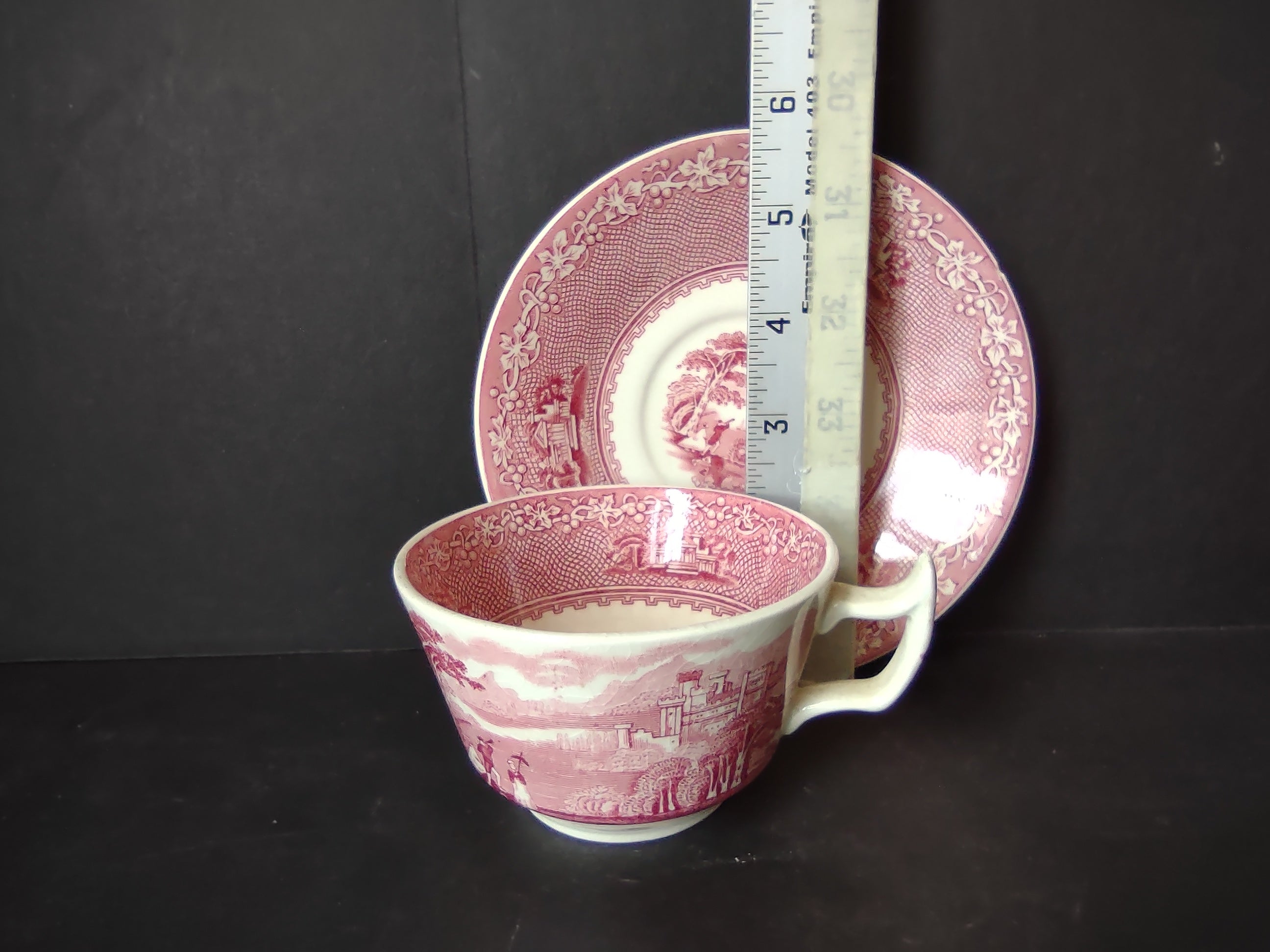Vintage Royal Staffordshire Jenny Lind Pink Transferware Cup & Saucer [5936]