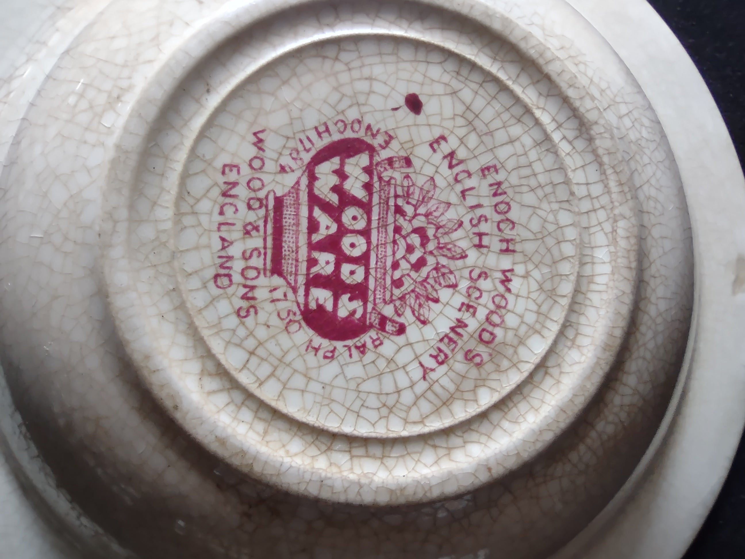 Vintage Enoch Woods English Scenery Berry Bowl Ironstone Wood & Sons [5937]