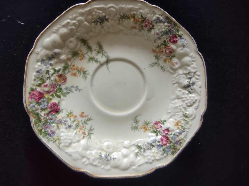 Vintage Crown Ducal Florentine Teacup Saucer Ironstone England [5939]