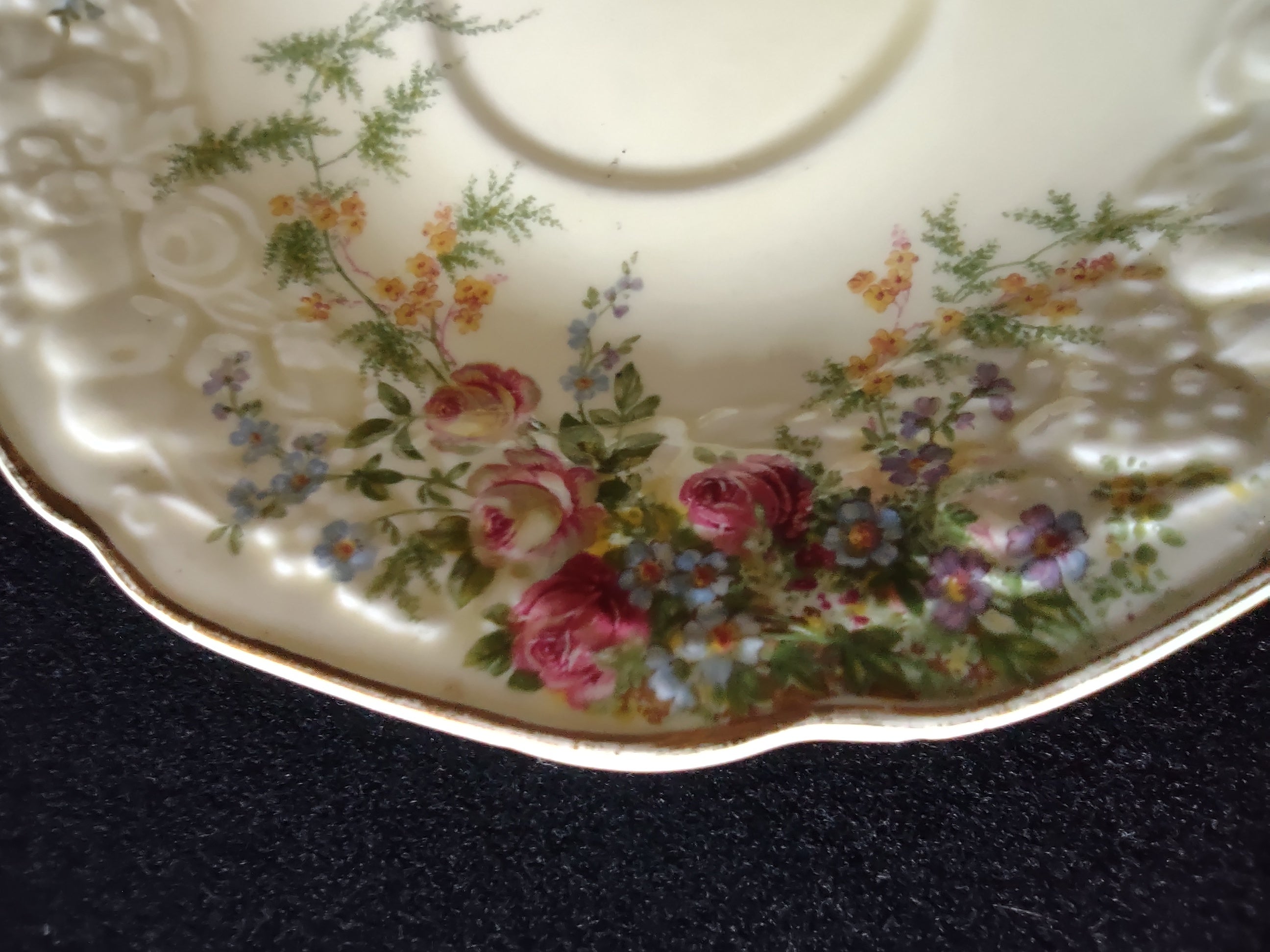 Vintage Crown Ducal Florentine Teacup Saucer Ironstone England [5939]