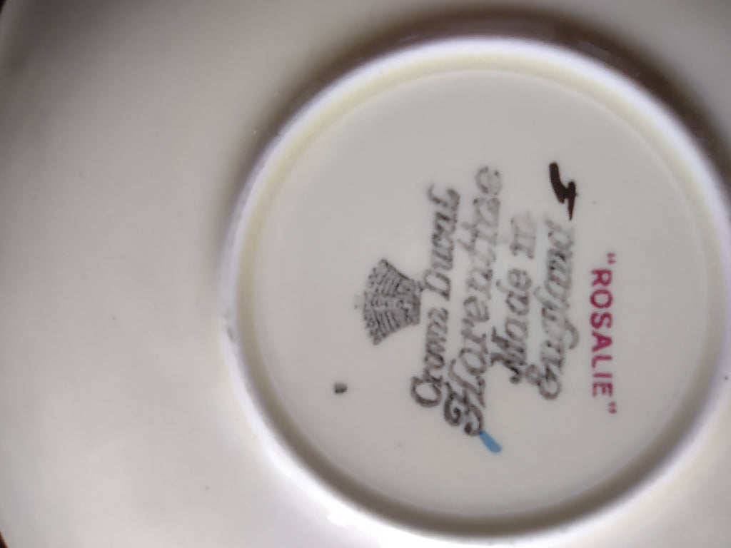 Vintage Crown Ducal Florentine Teacup Saucer Ironstone England [5939]
