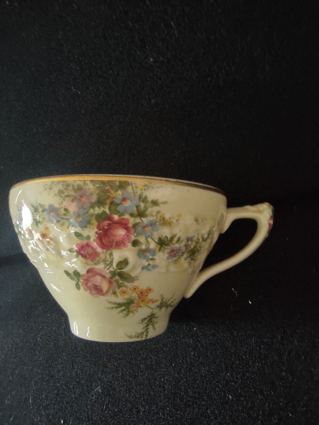 Vintage Crown Ducal Florentine Teacup Saucer Ironstone England [5939]