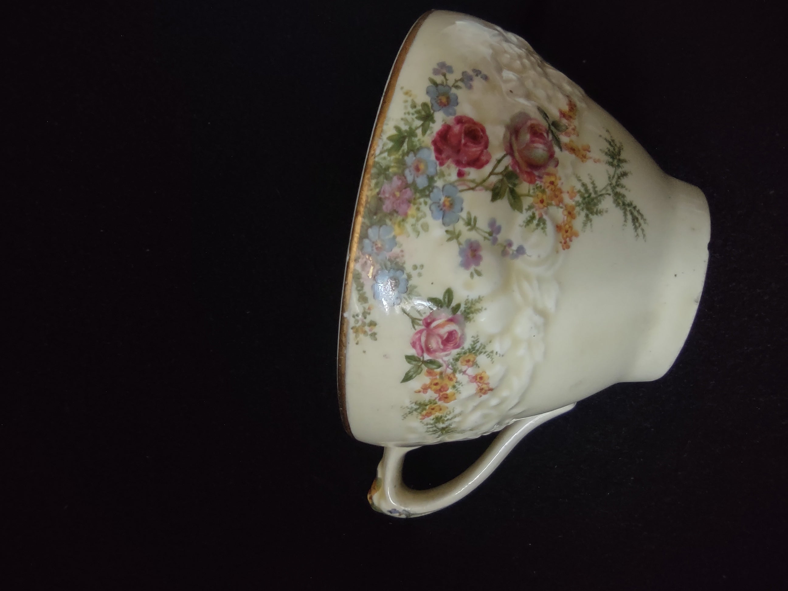 Vintage Crown Ducal Florentine Teacup Saucer Ironstone England [5939]