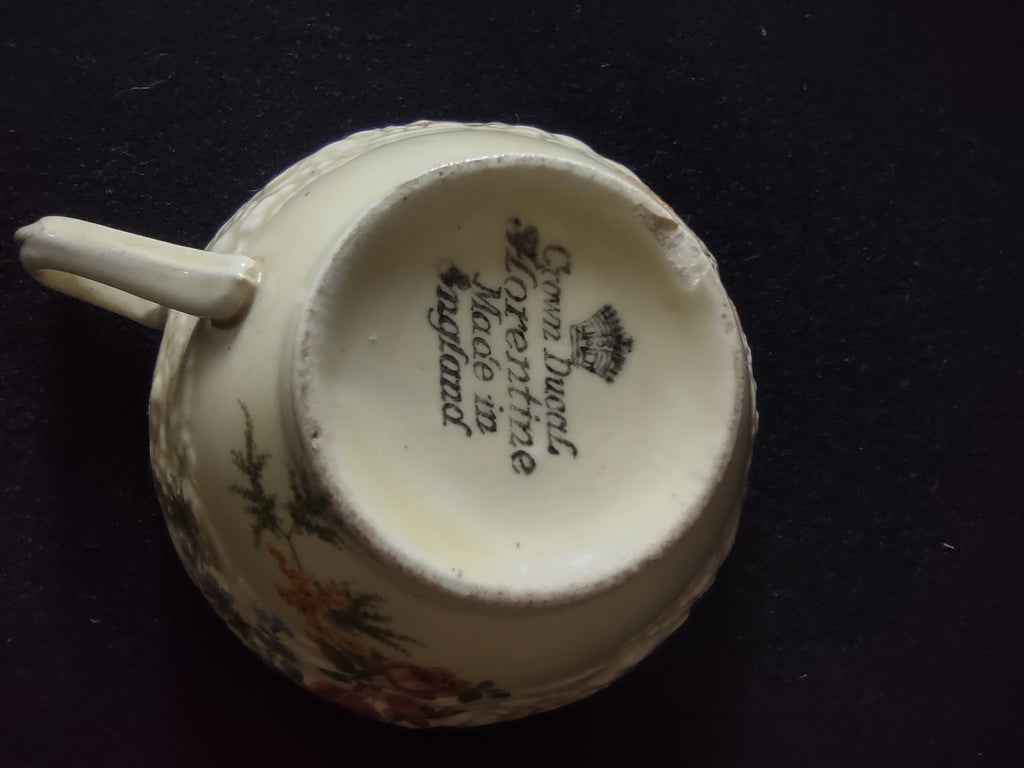 Vintage Crown Ducal Florentine Teacup Saucer Ironstone England [5939]