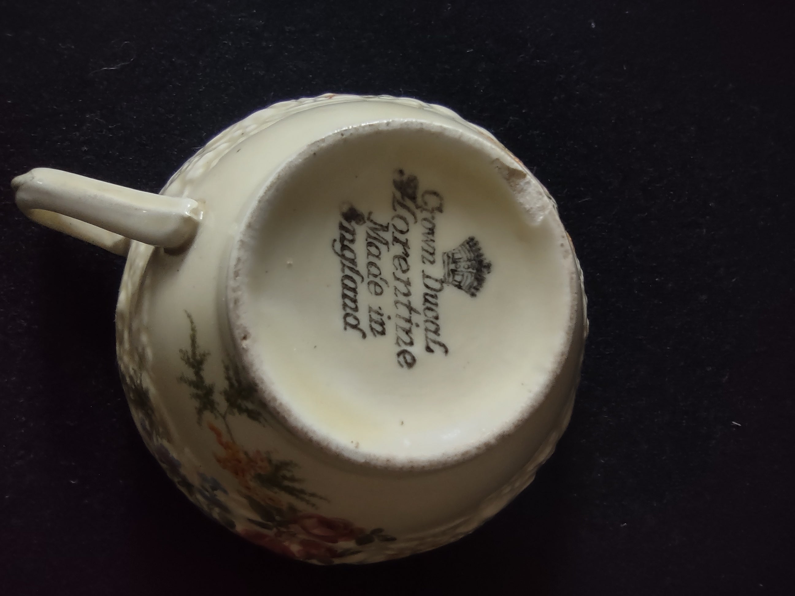 Vintage Crown Ducal Florentine Teacup Saucer Ironstone England [5939]