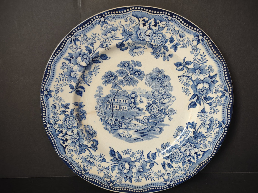 Vintage Clarice Cliff Tonquin Royal Staffordshire Blue Transferware Plate [5941]