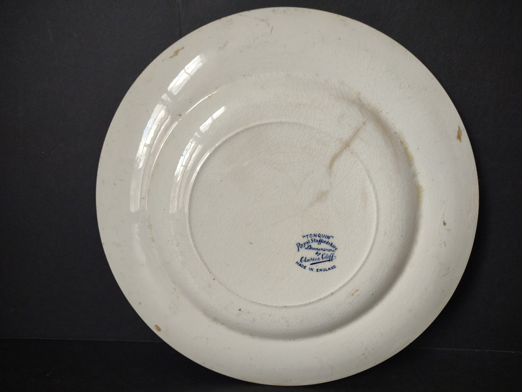 Vintage Clarice Cliff Tonquin Royal Staffordshire Blue Transferware Plate [5941]