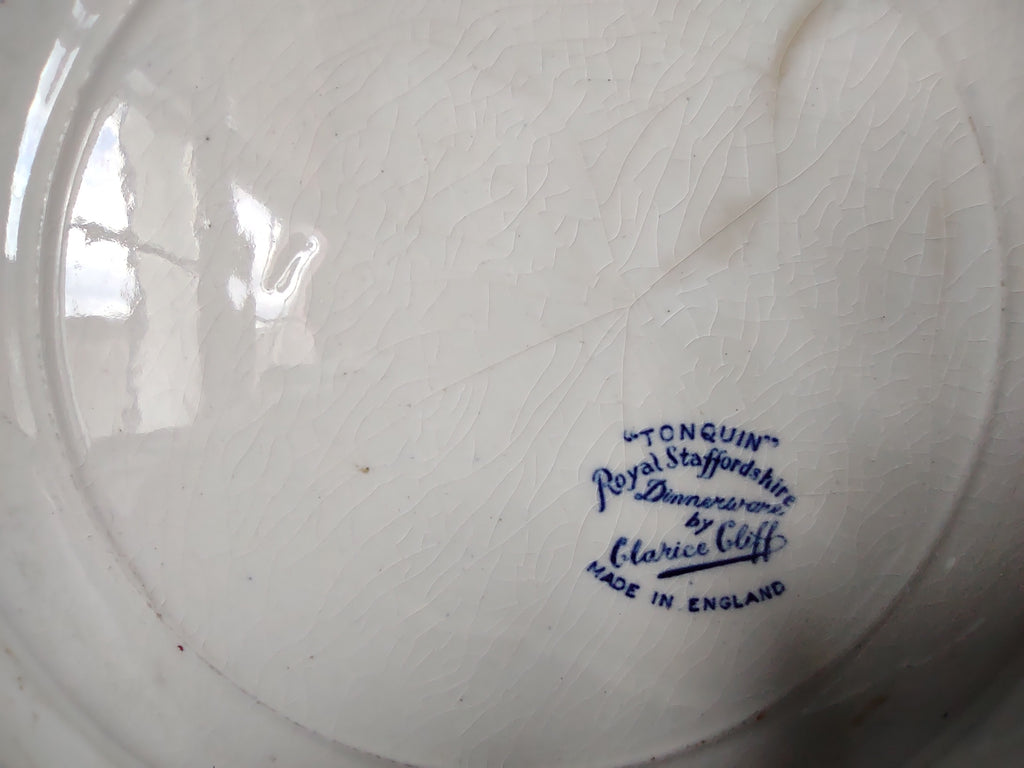 Vintage Clarice Cliff Tonquin Royal Staffordshire Blue Transferware Plate [5941]