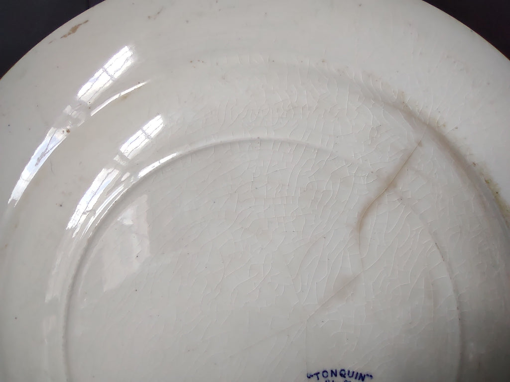 Vintage Clarice Cliff Tonquin Royal Staffordshire Blue Transferware Plate [5941]