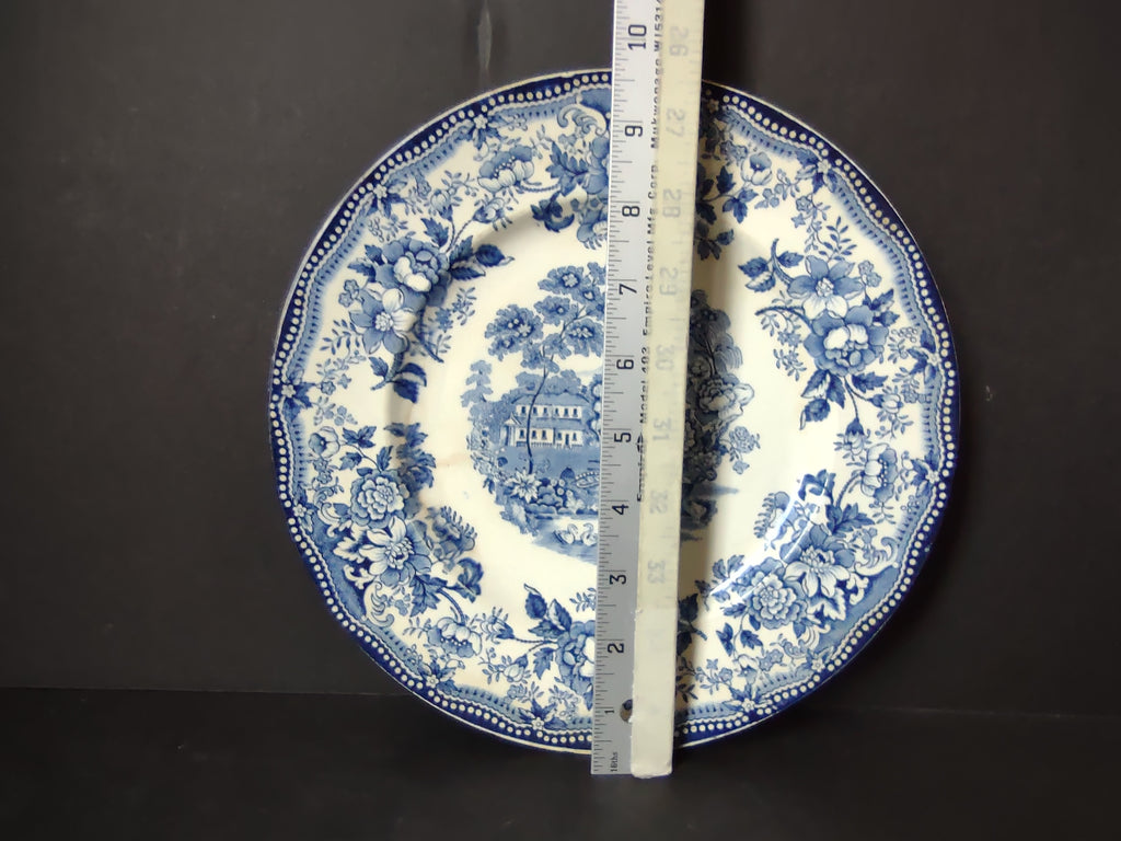 Vintage Clarice Cliff Tonquin Royal Staffordshire Blue Transferware Plate [5941]