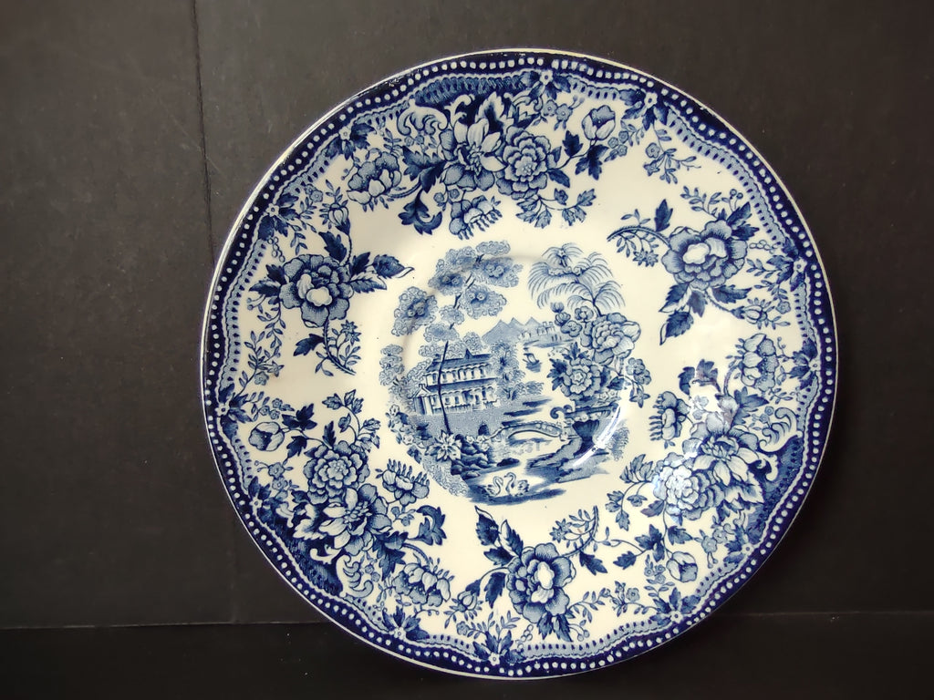 Vintage Tonquin Royal Staffordshire Clarice Cliff Blue Transferware Saucer [5943]