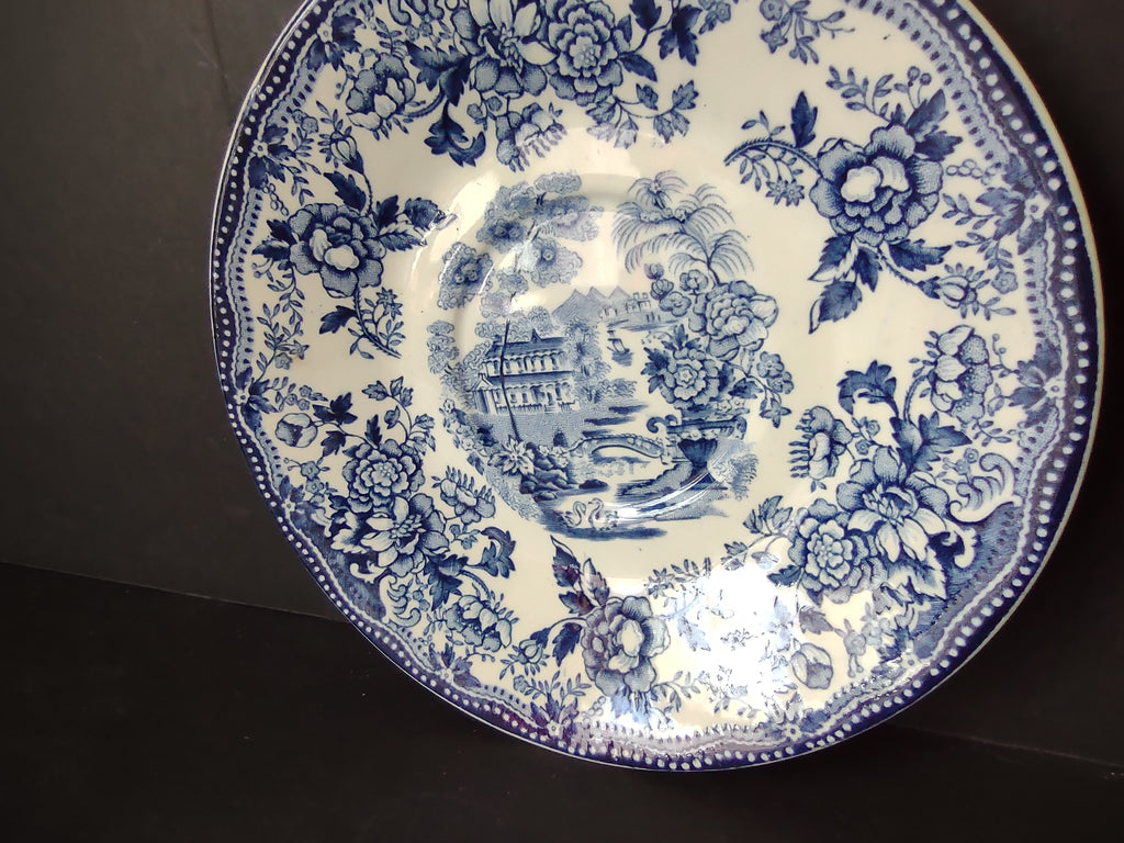 Vintage Tonquin Royal Staffordshire Clarice Cliff Blue Transferware Saucer [5943]