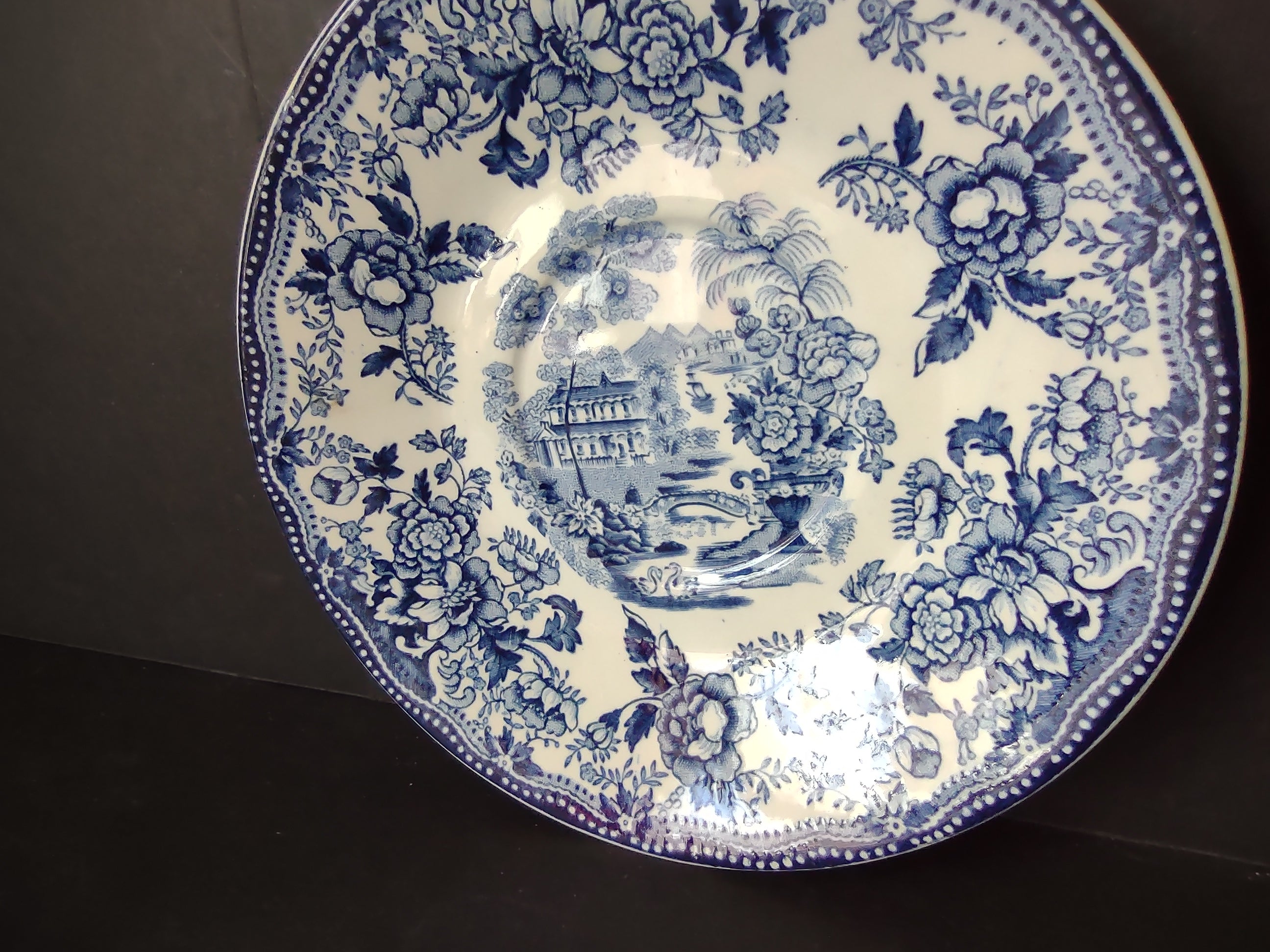Vintage Tonquin Royal Staffordshire Clarice Cliff Blue Transferware Saucer [5943]