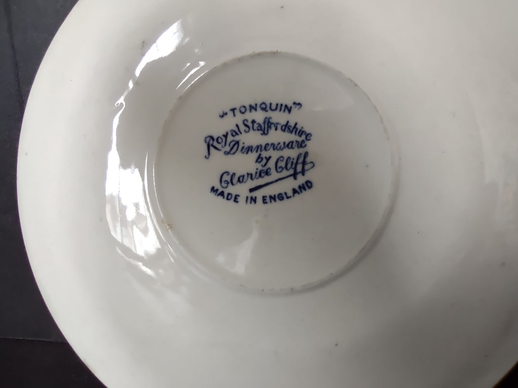 Vintage Tonquin Royal Staffordshire Clarice Cliff Blue Transferware Saucer [5943]