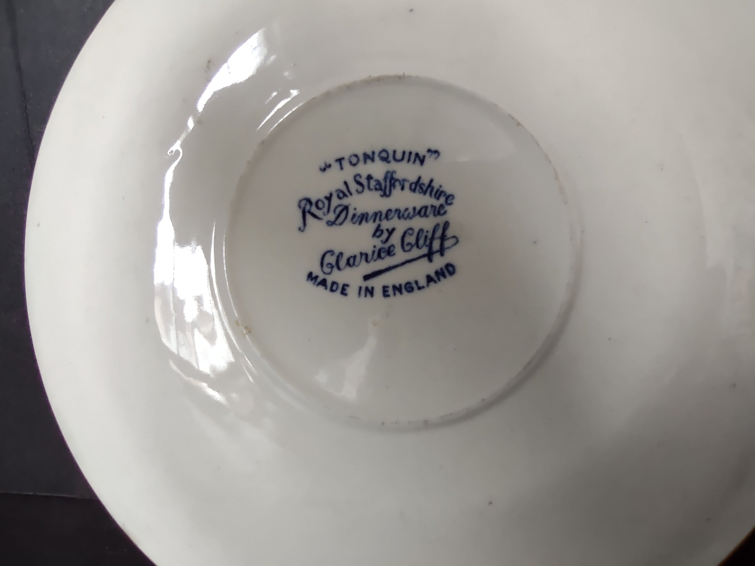 Vintage Tonquin Royal Staffordshire Clarice Cliff Blue Transferware Saucer [5943]