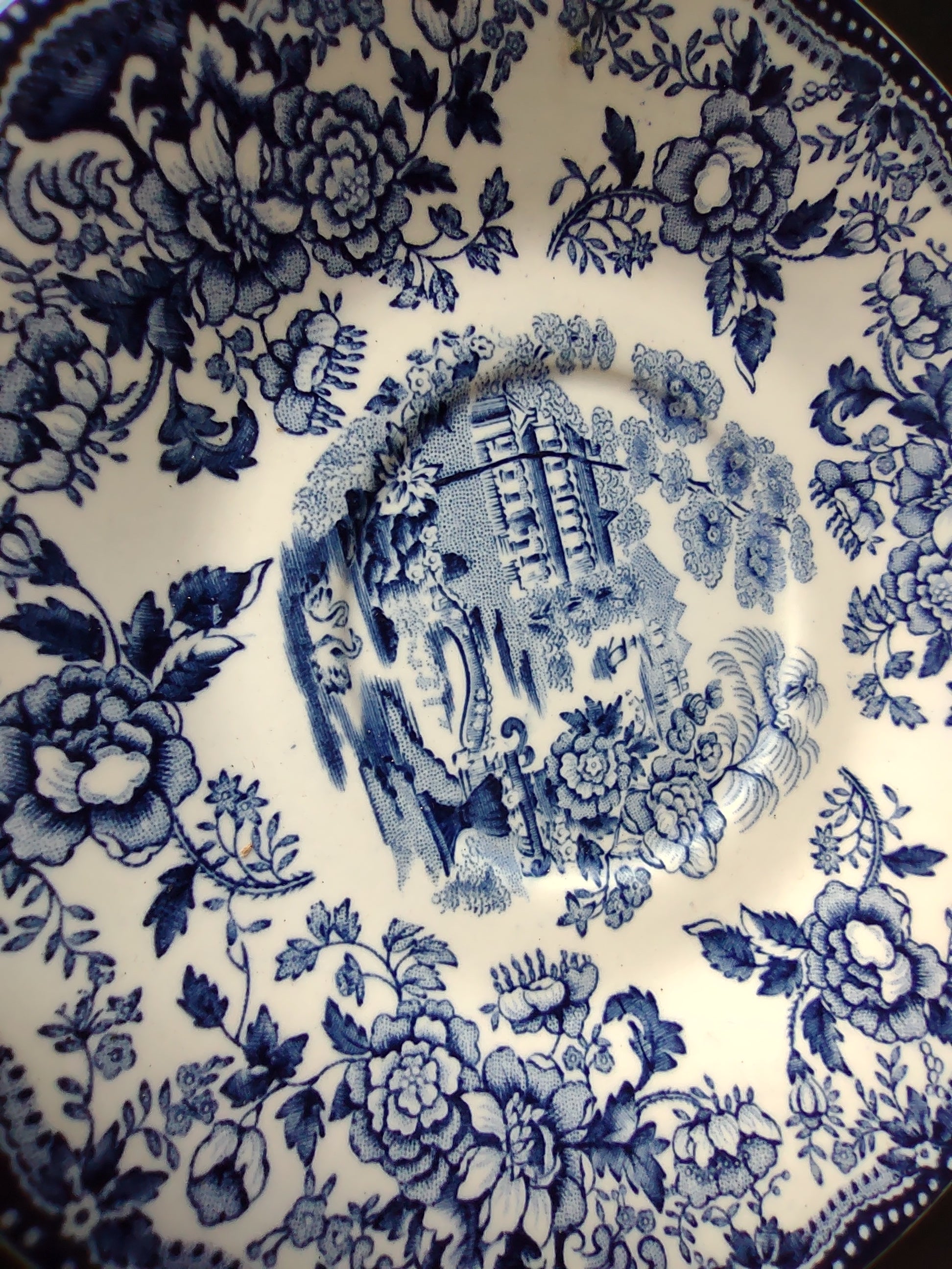 Vintage Tonquin Royal Staffordshire Clarice Cliff Blue Transferware Saucer [5943]
