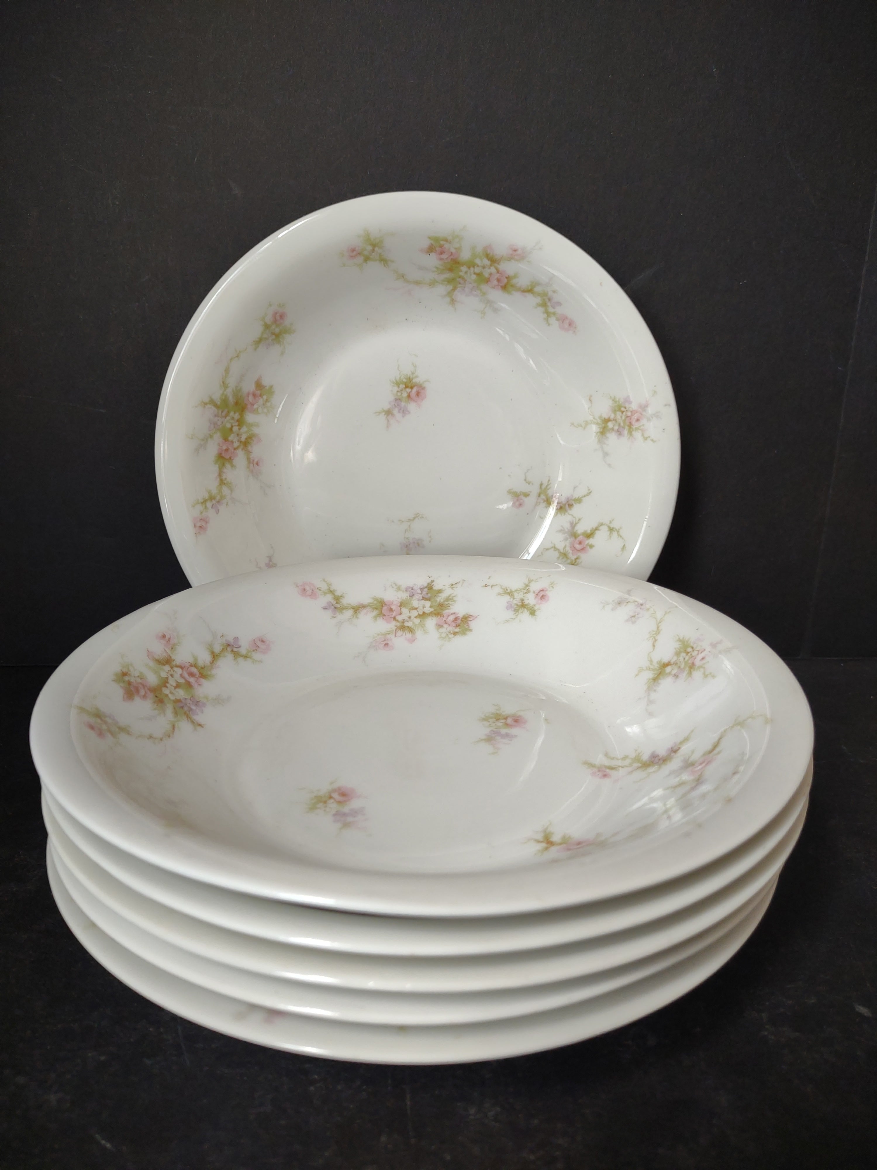 Vintage Haviland Limoges France Pink Floral Cottagecore Berry Bowls Set of 6 [396]