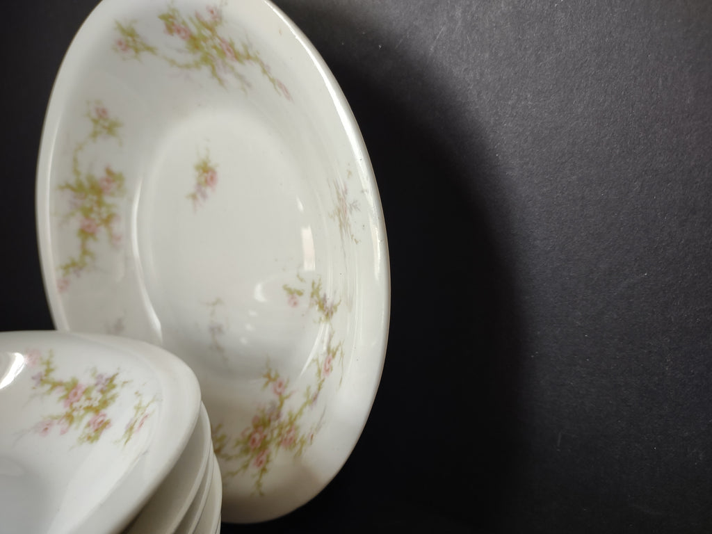 Vintage Haviland Limoges France Pink Floral Cottagecore Berry Bowls Set of 6 [396]