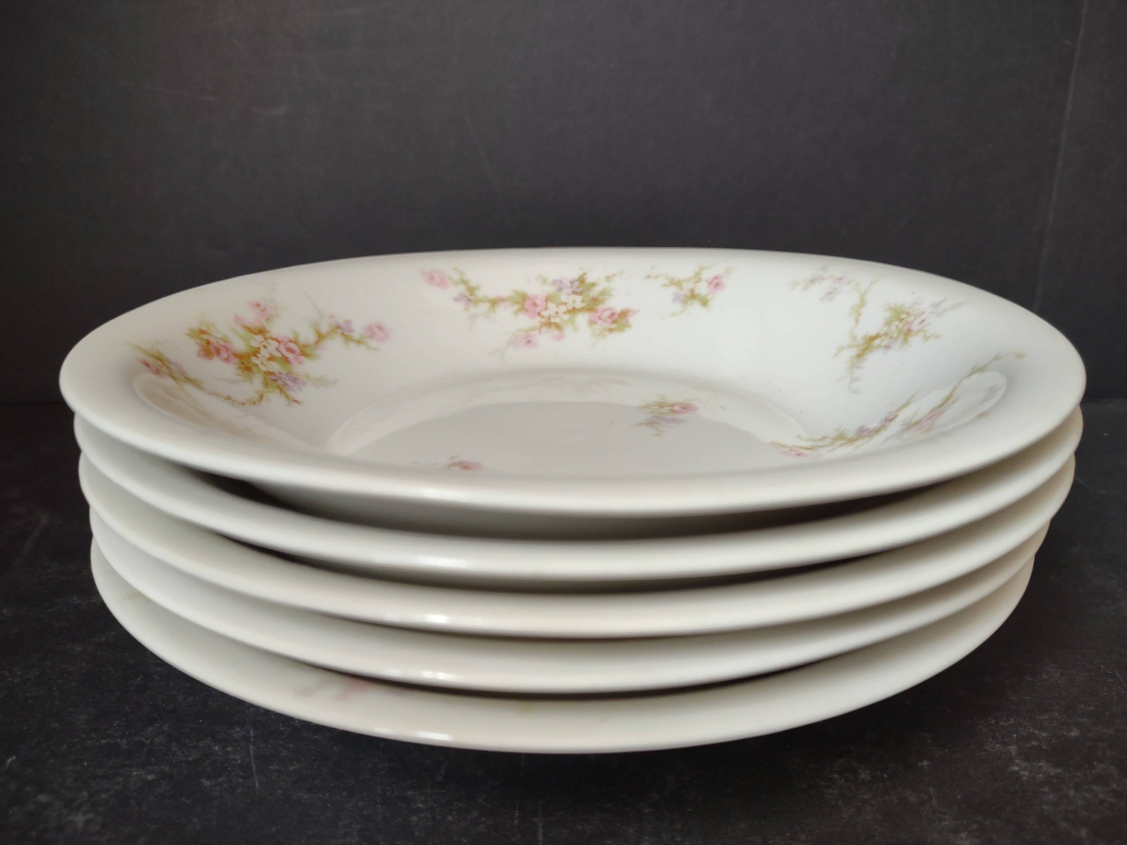 Vintage Haviland Limoges France Pink Floral Cottagecore Berry Bowls Set of 6 [396]