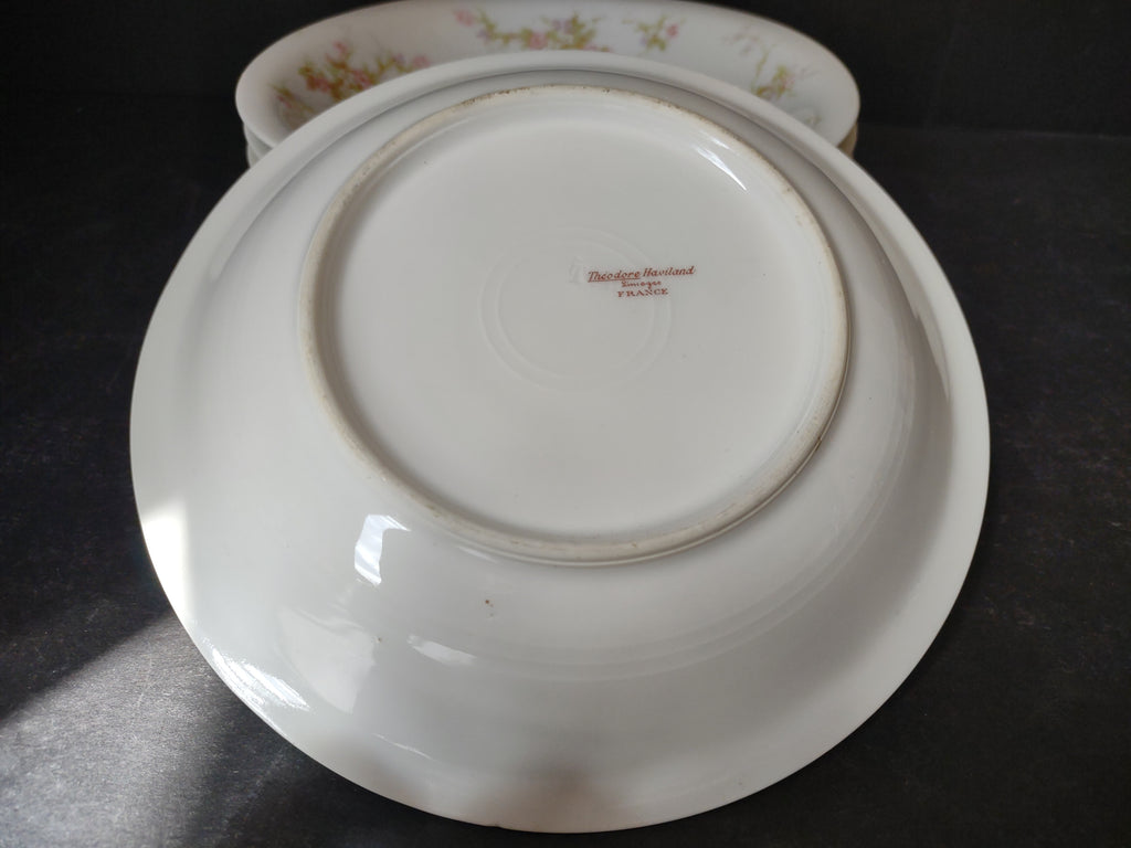 Vintage Haviland Limoges France Pink Floral Cottagecore Berry Bowls Set of 6 [396]
