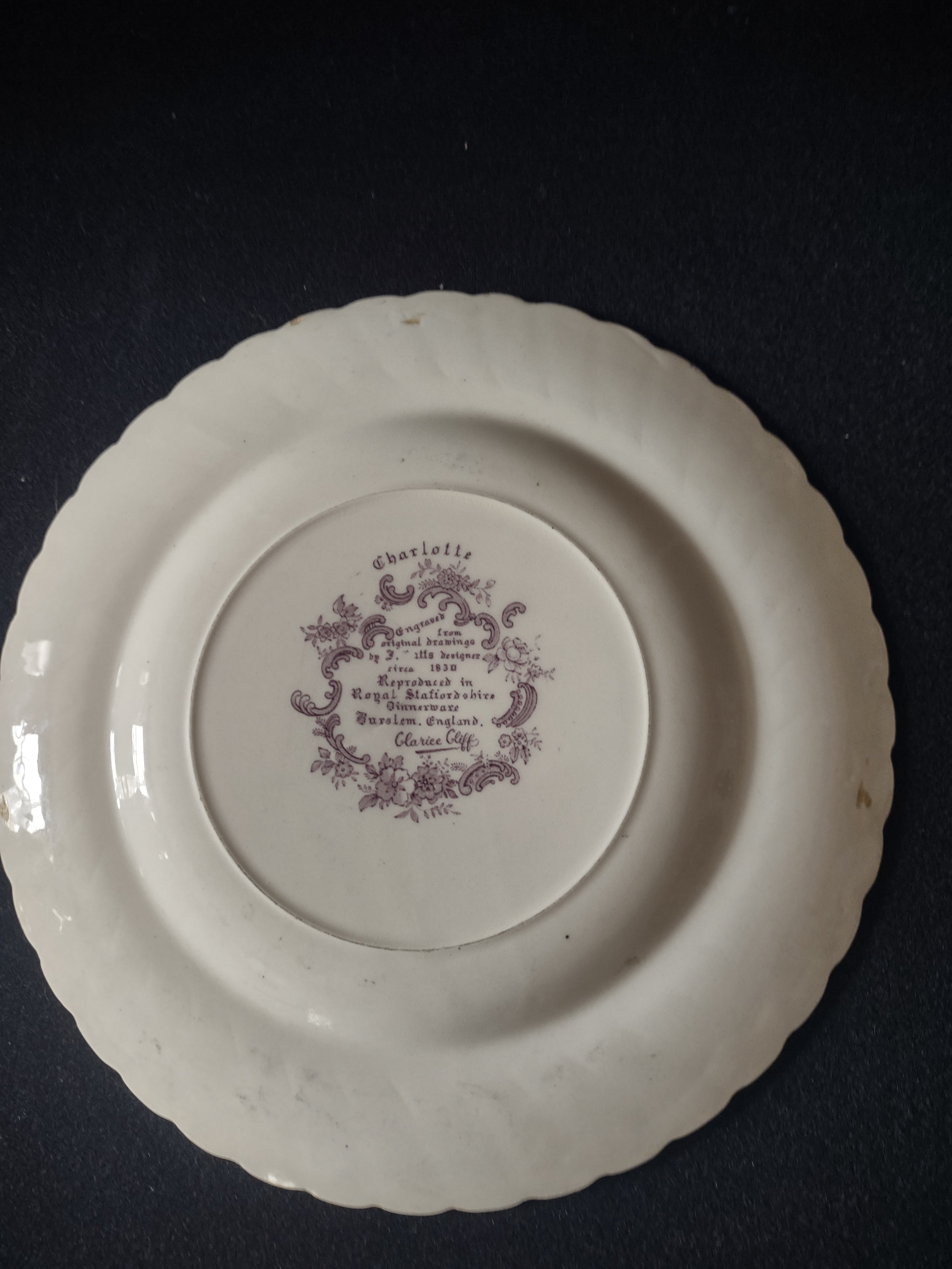 Vintage Royal Staffordshire Charlotte Dinner Plate Ironstone England [5957]