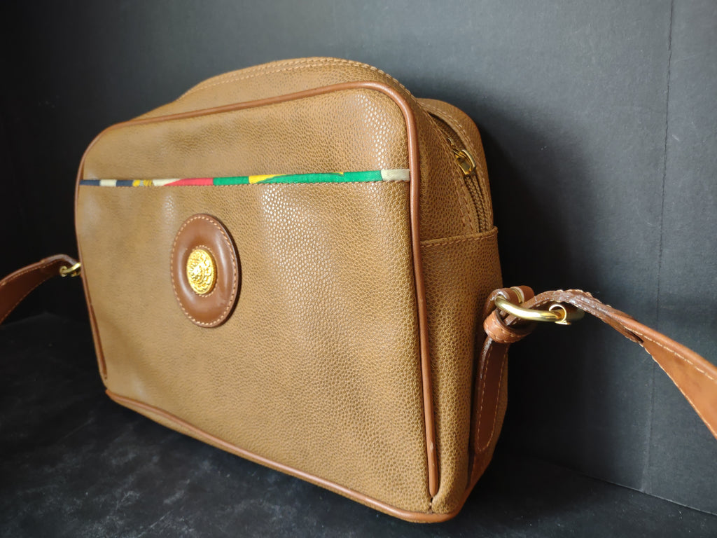 Vintage Lizette Brown Crossbody Shoulder Bag Gold Tone Hardware [4403]
