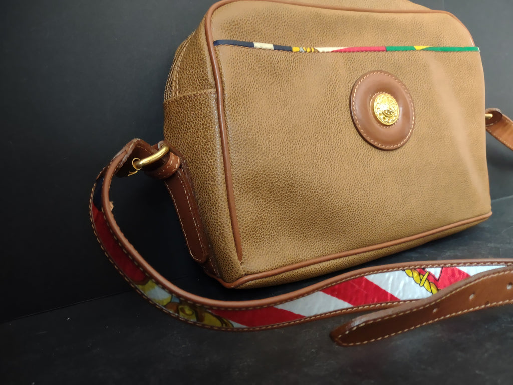 Vintage Lizette Brown Crossbody Shoulder Bag Gold Tone Hardware [4403]