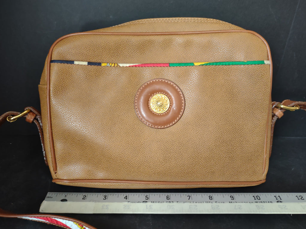 Vintage Lizette Brown Crossbody Shoulder Bag Gold Tone Hardware [4403]