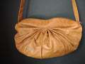 Vintage Saddle River Tan Bohemian Pleated Shoulder Bag Purse USA Made [4404]