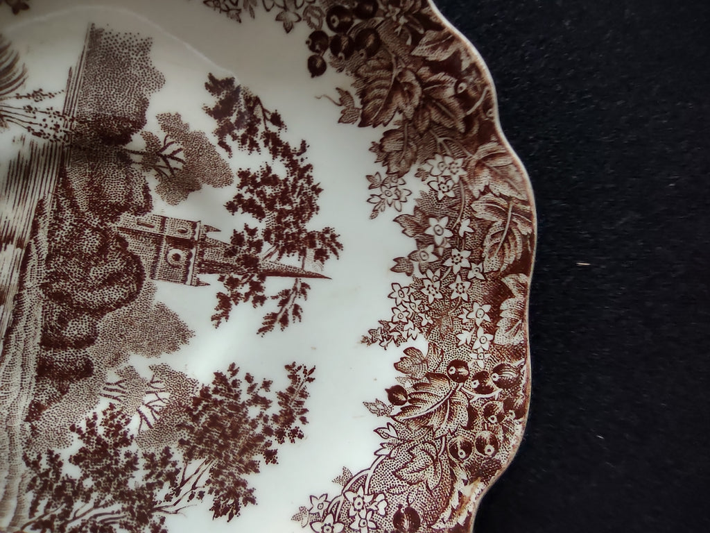 Vintage Meakin Romantic England Brown Saucer Ironstone Cottagecore [5948]