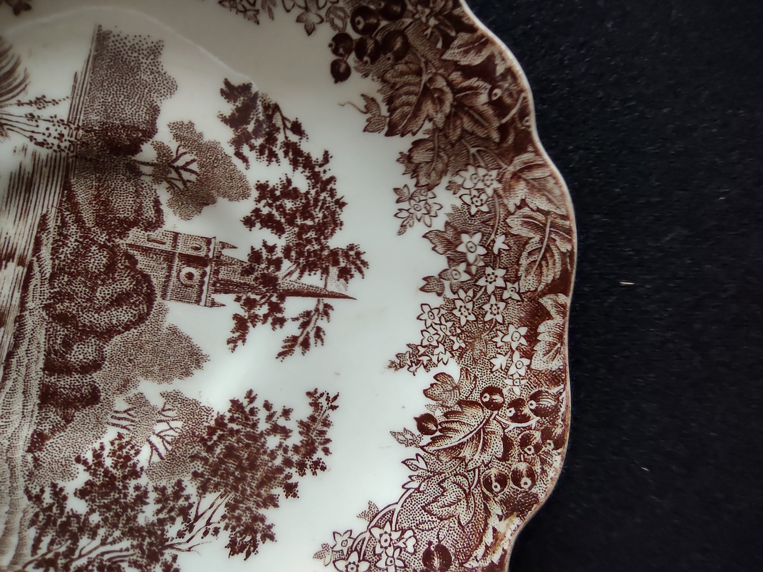 Vintage Meakin Romantic England Brown Saucer Ironstone Cottagecore [5948]