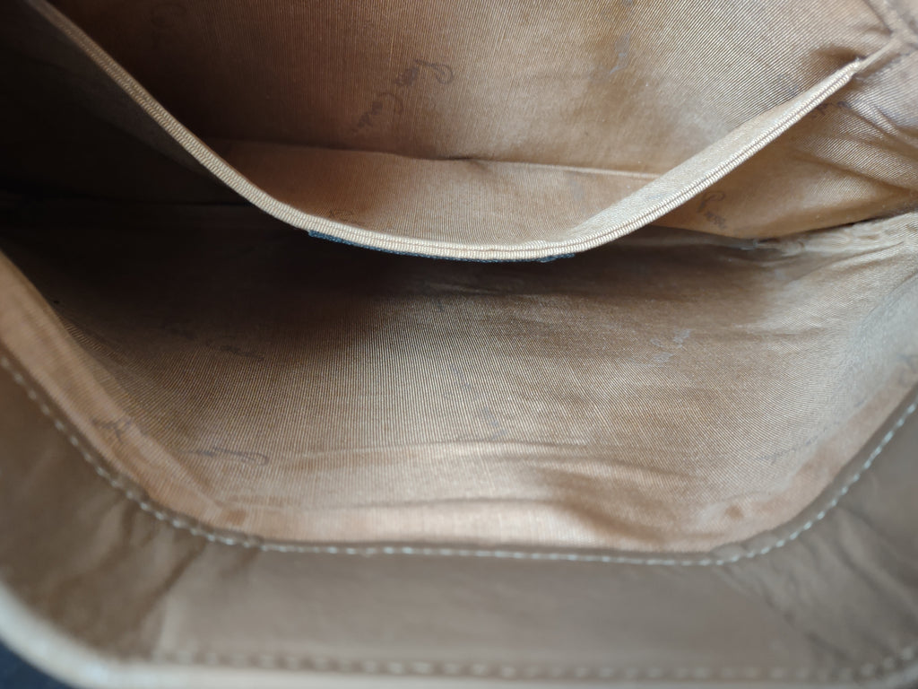Vintage Pierre Cardin Monogram Canvas Shoulder Bag Cream Tan Crossbody [4405]