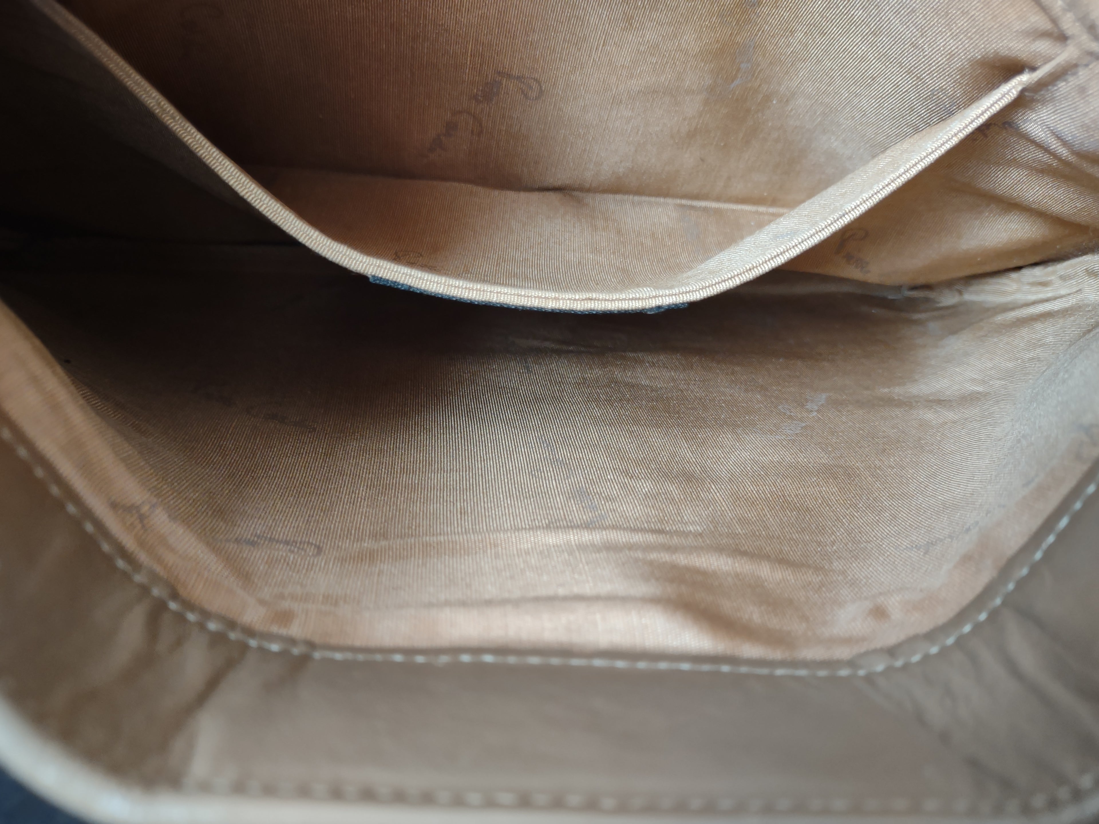 Vintage Pierre Cardin Monogram Canvas Shoulder Bag Cream Tan Crossbody [4405]
