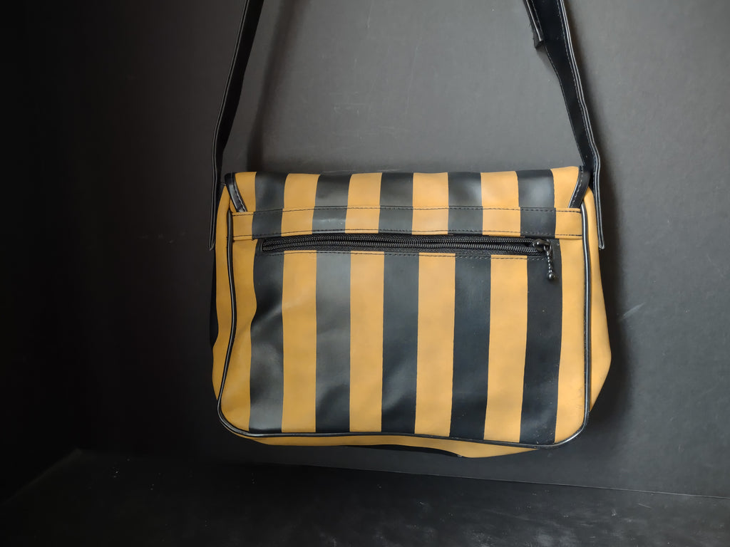 Vintage Falchi Sport Striped Crossbody Messenger Bag Black Gold [4406]