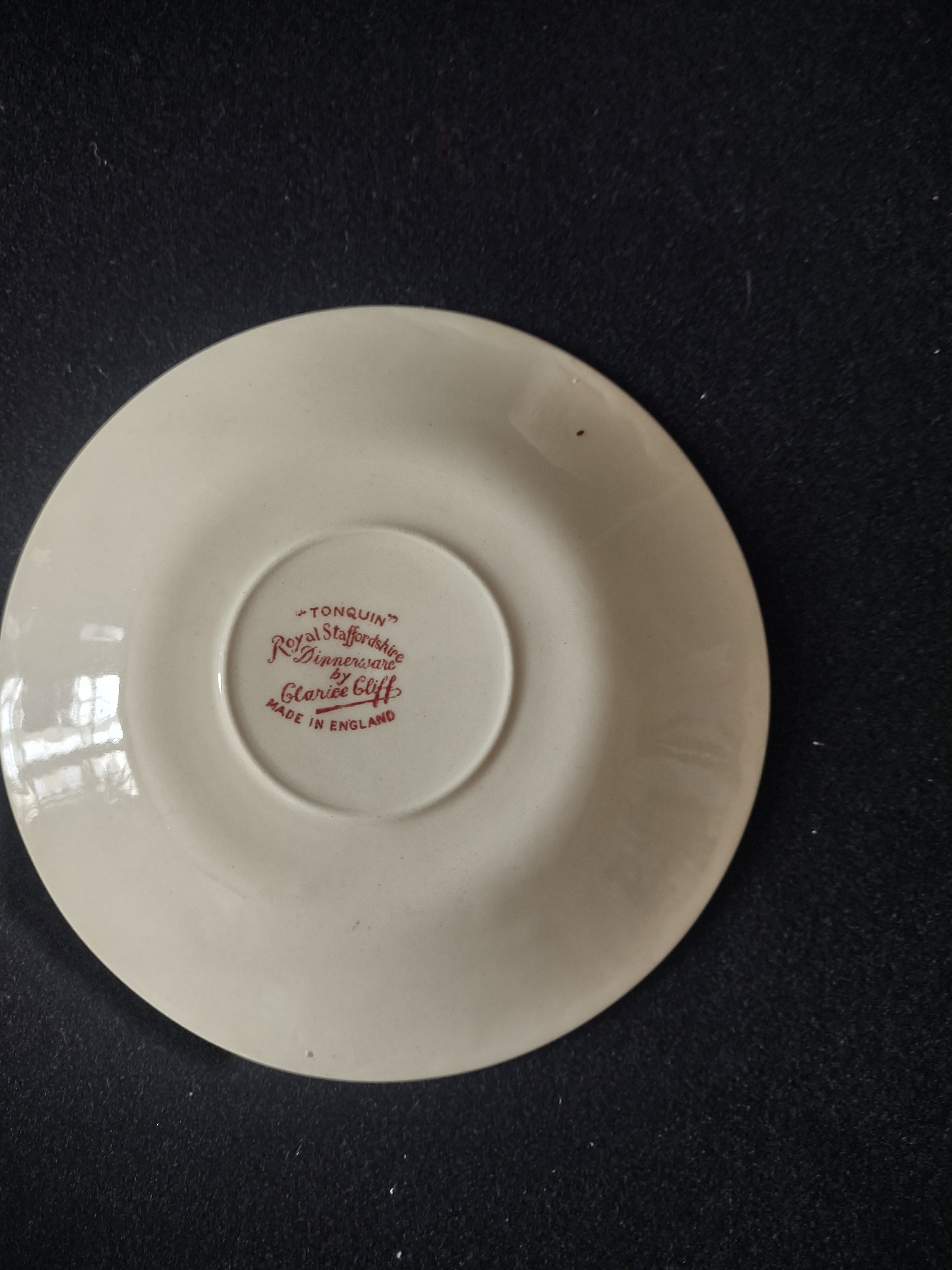 Vintage Tonquin Royal Staffordshire Red Tea Cup Saucer Ironstone England [5951]