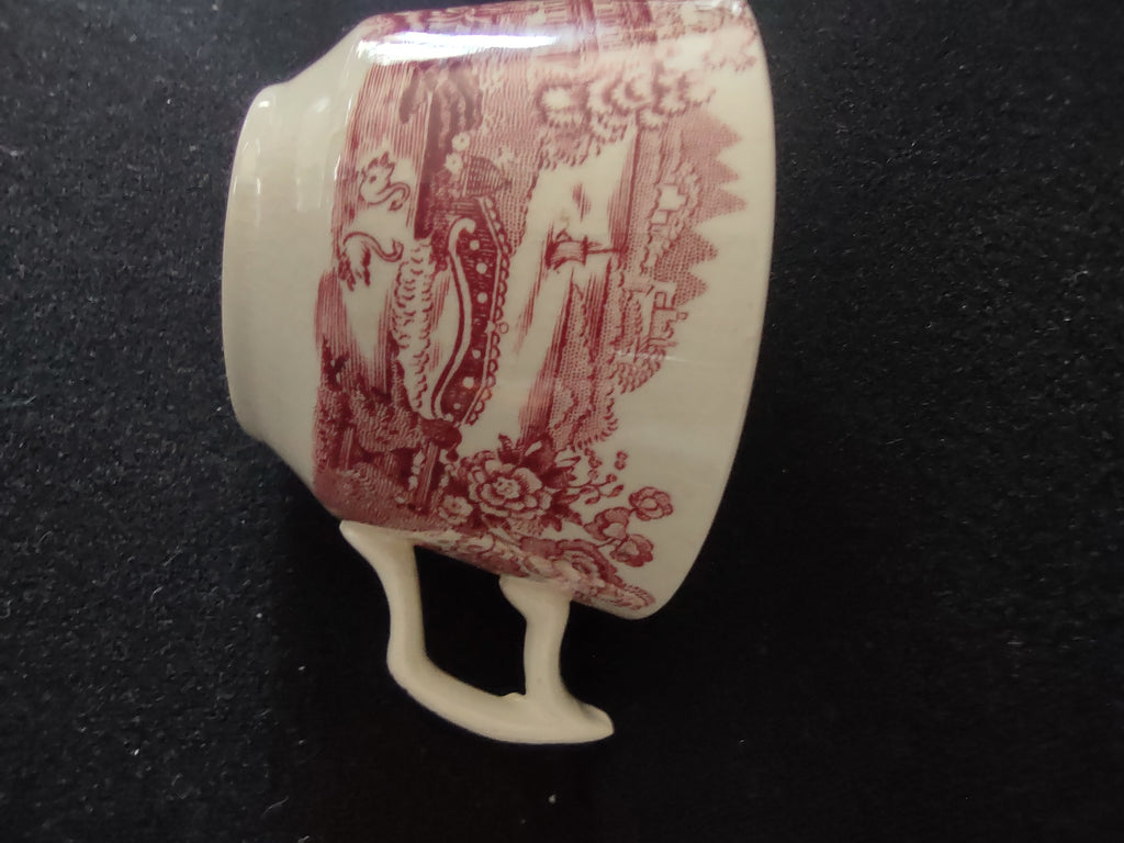 Vintage Tonquin Royal Staffordshire Red Tea Cup Saucer Ironstone England [5951]