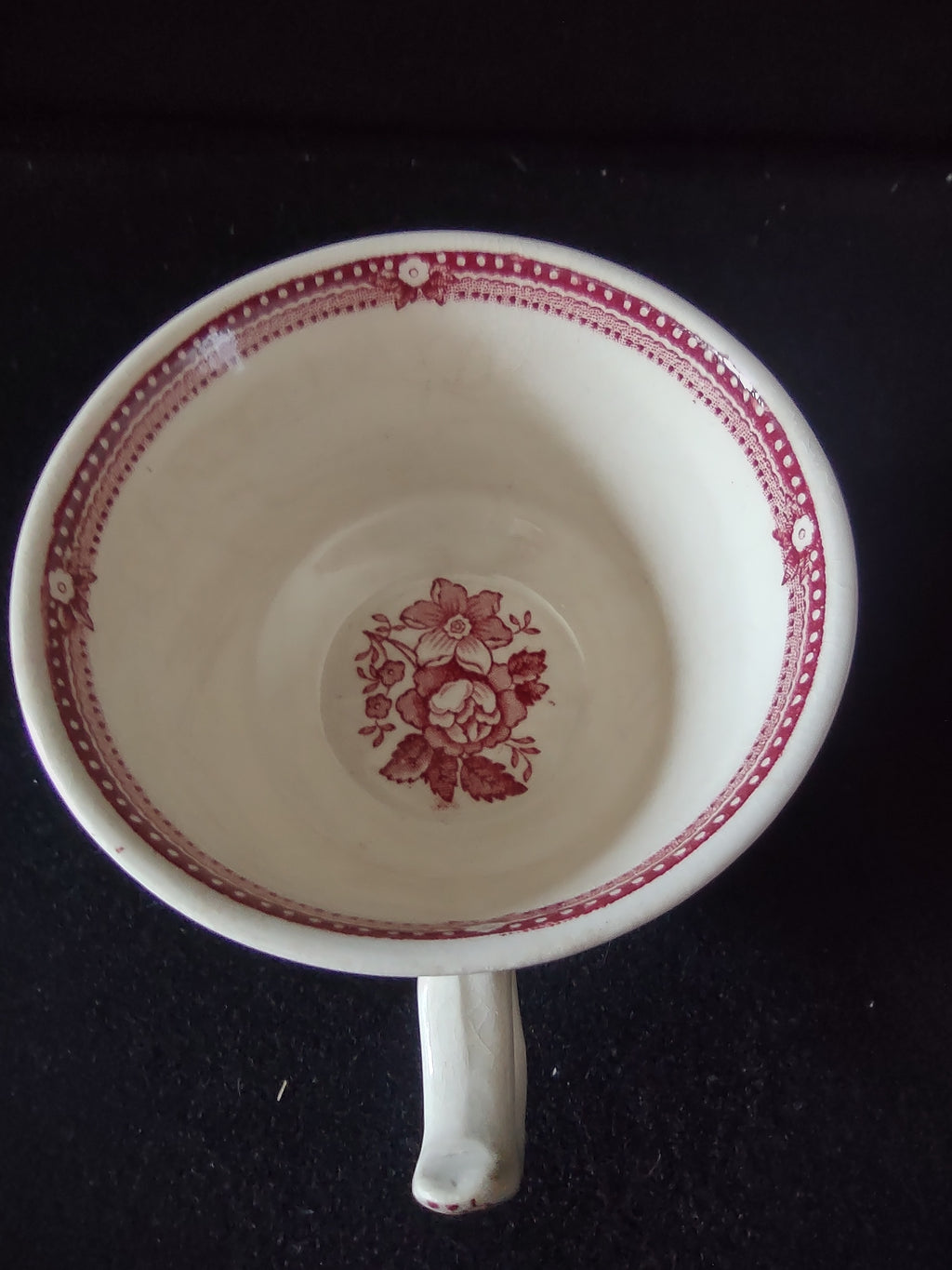 Vintage Tonquin Royal Staffordshire Red Tea Cup Saucer Ironstone England [5951]