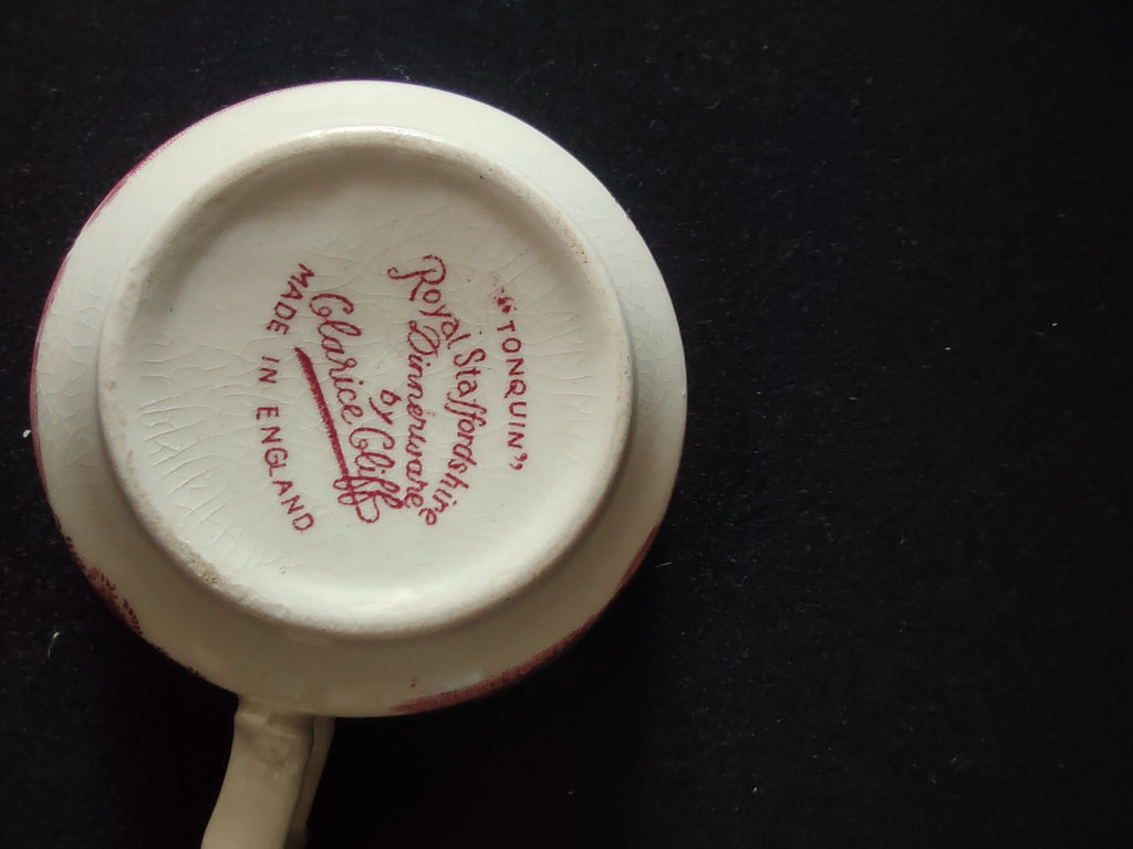 Vintage Tonquin Royal Staffordshire Red Tea Cup Saucer Ironstone England [5951]