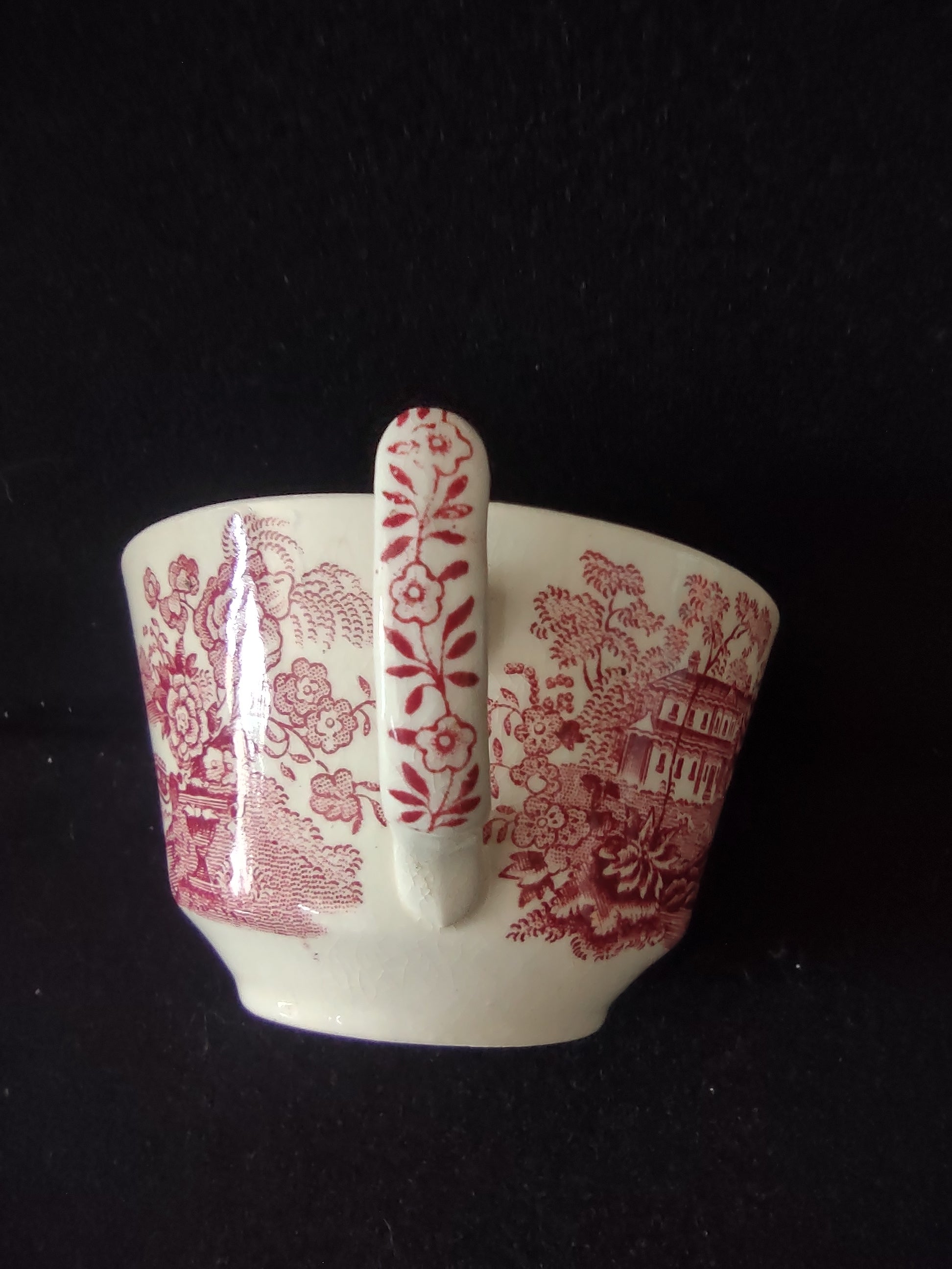 Vintage Tonquin Royal Staffordshire Red Tea Cup Saucer Ironstone England [5951]