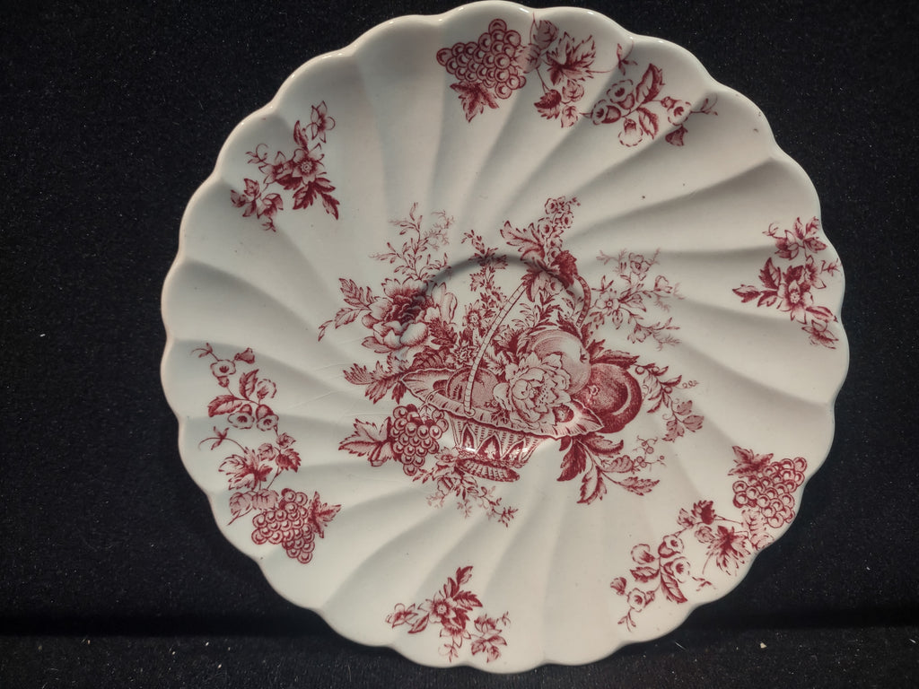 Vintage Myott Bountiful Pink Transferware Staffordshire Saucer [5955]