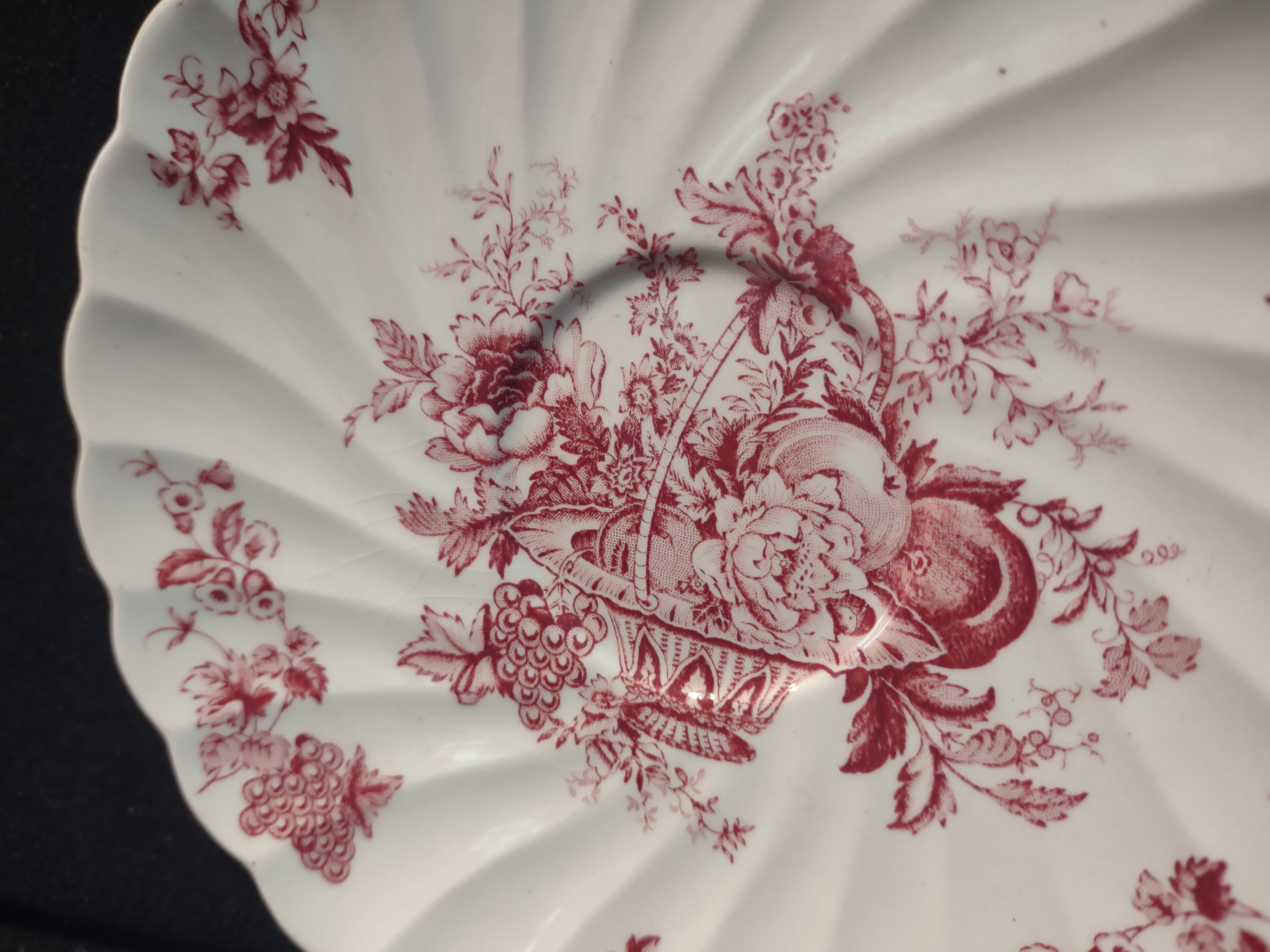 Vintage Myott Bountiful Pink Transferware Staffordshire Saucer [5955]