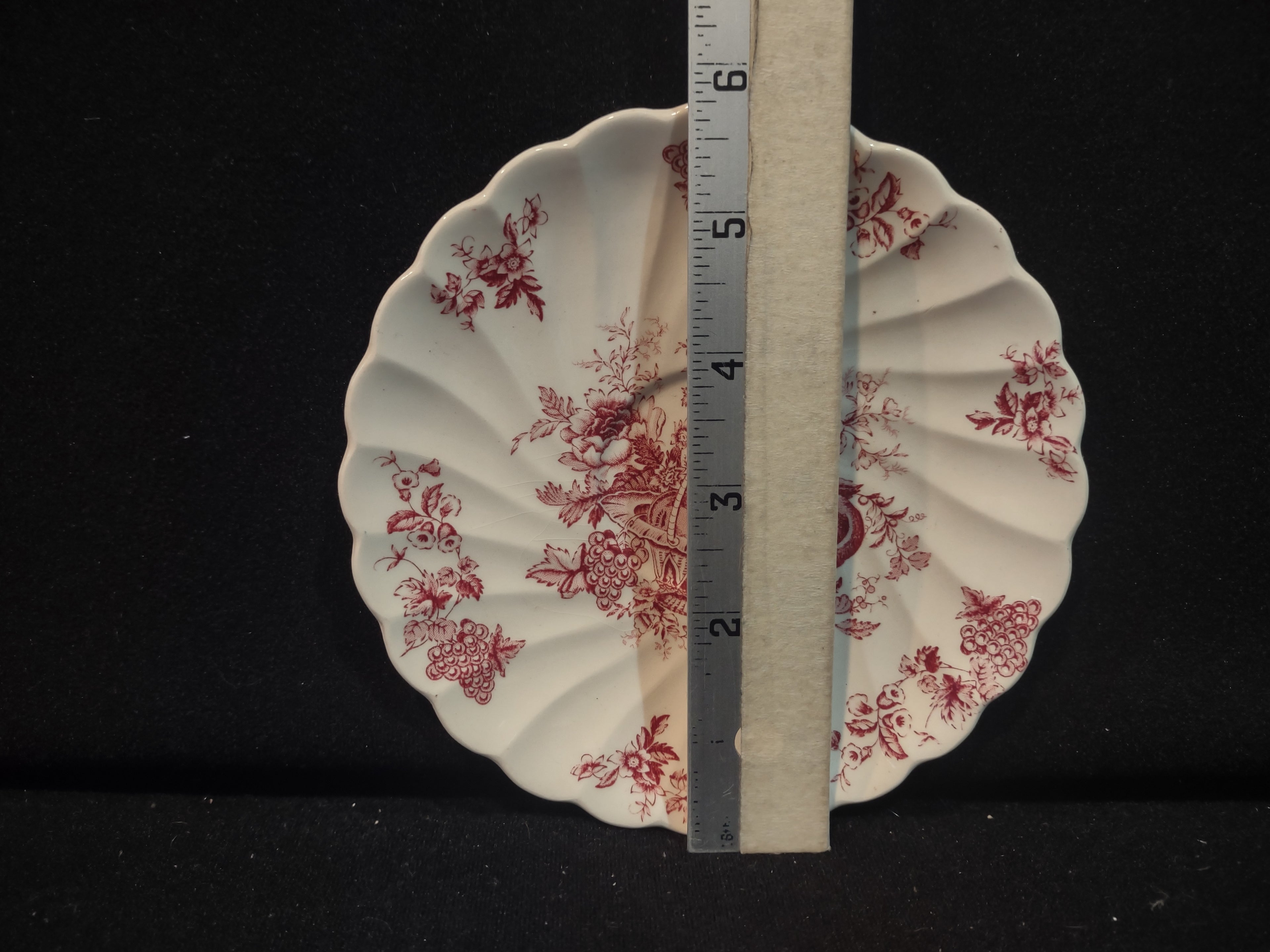 Vintage Myott Bountiful Pink Transferware Staffordshire Saucer [5955]