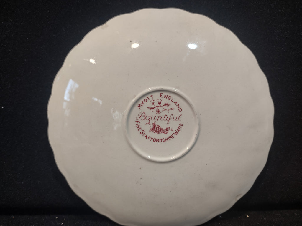 Vintage Myott Bountiful Pink Transferware Staffordshire Saucer [5955]