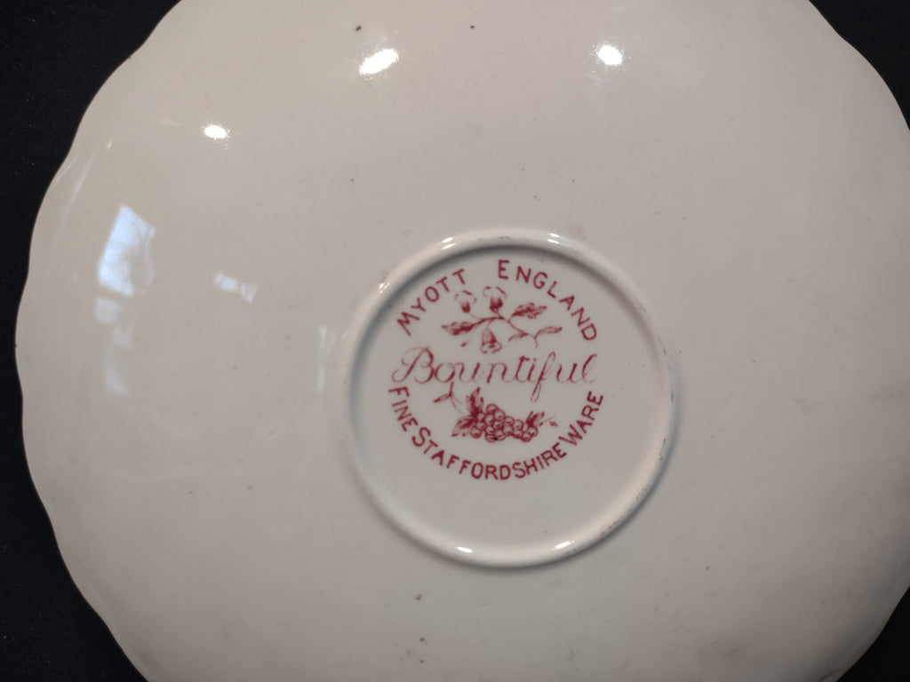 Vintage Myott Bountiful Pink Transferware Staffordshire Saucer [5955]