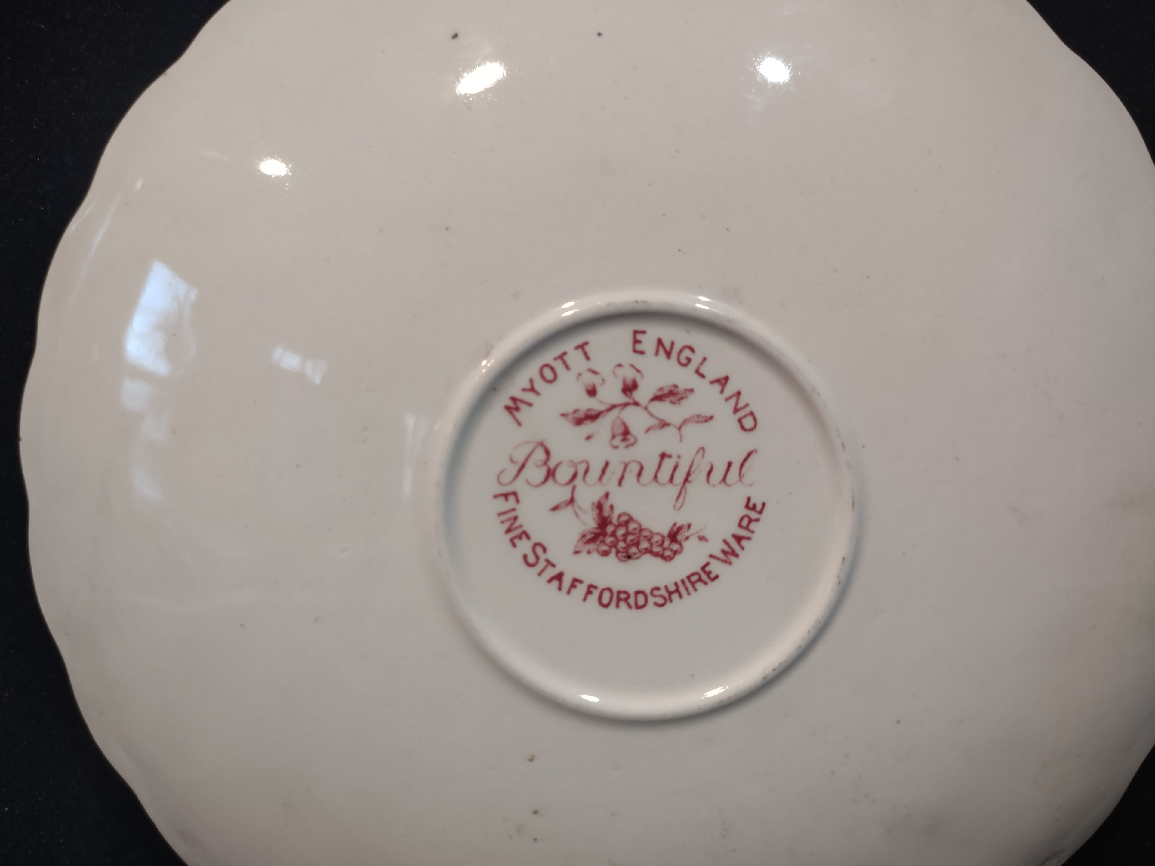 Vintage Myott Bountiful Pink Transferware Staffordshire Saucer [5955]